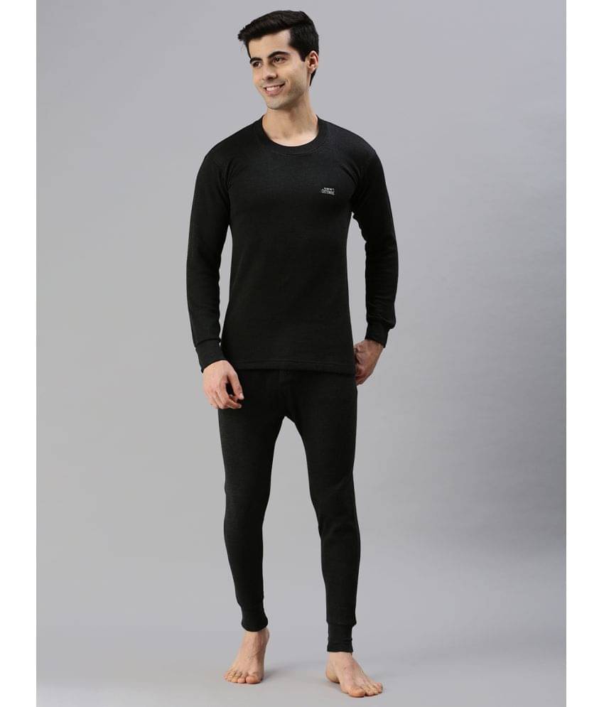     			Lux Cottswool Pack of 1 Cotton Blend Thermal Sets For Men's ( Black )