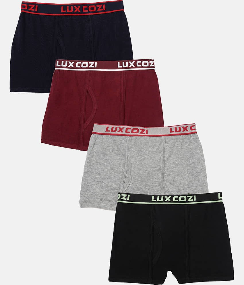 Lux Cozi Pack of 4 Boys Cotton Blend Trunks ( Multicolor ) - Nightwear & Loungewear | Buy online on ZillyBuy