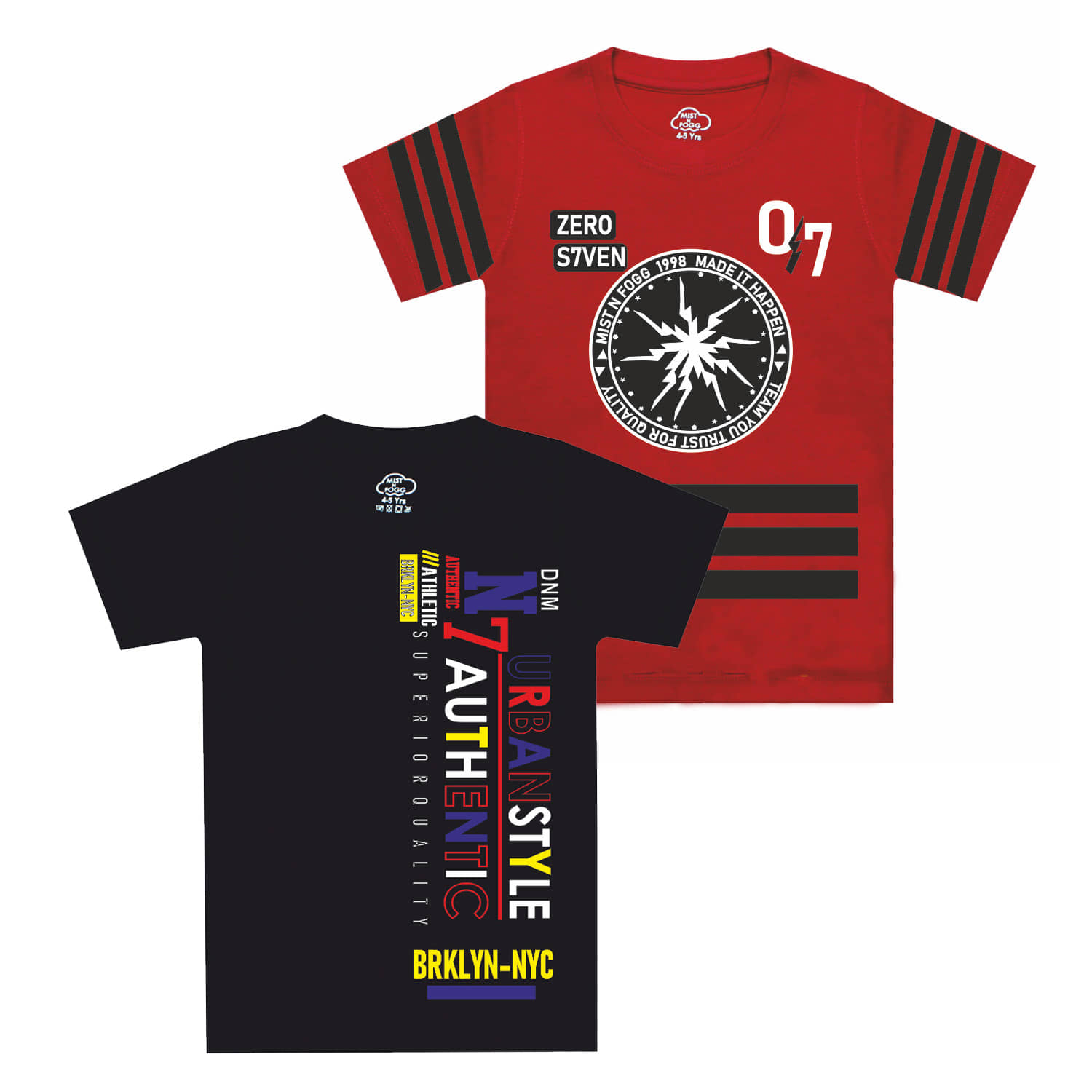 MIST N FOGG Pack of 2 Boys Cotton Blend T-Shirt ( Multi Color )