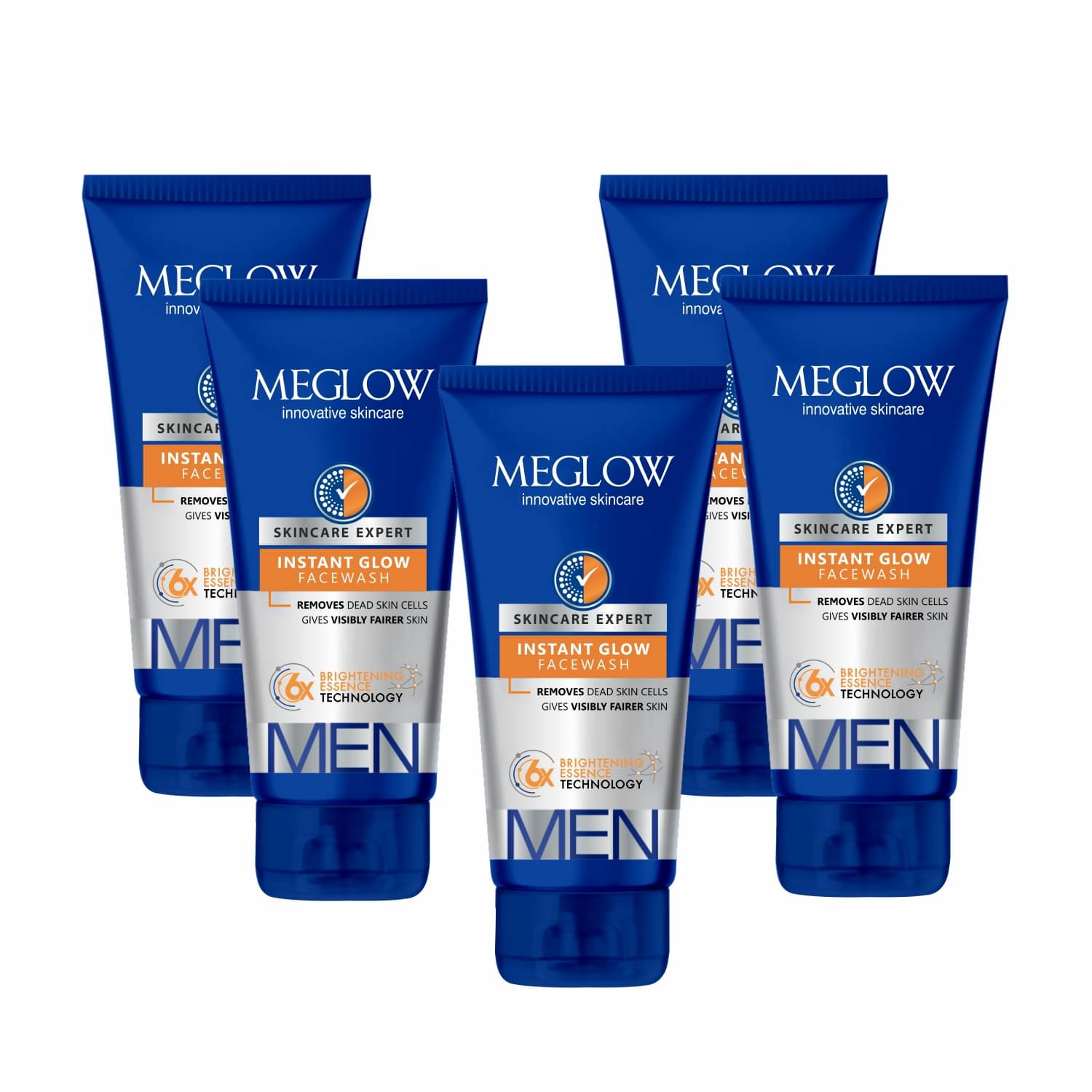     			Meglow Instant Glow Facewash for Men for Skin Brightening for Even Skin Tone 70g ( Pack of 5 )