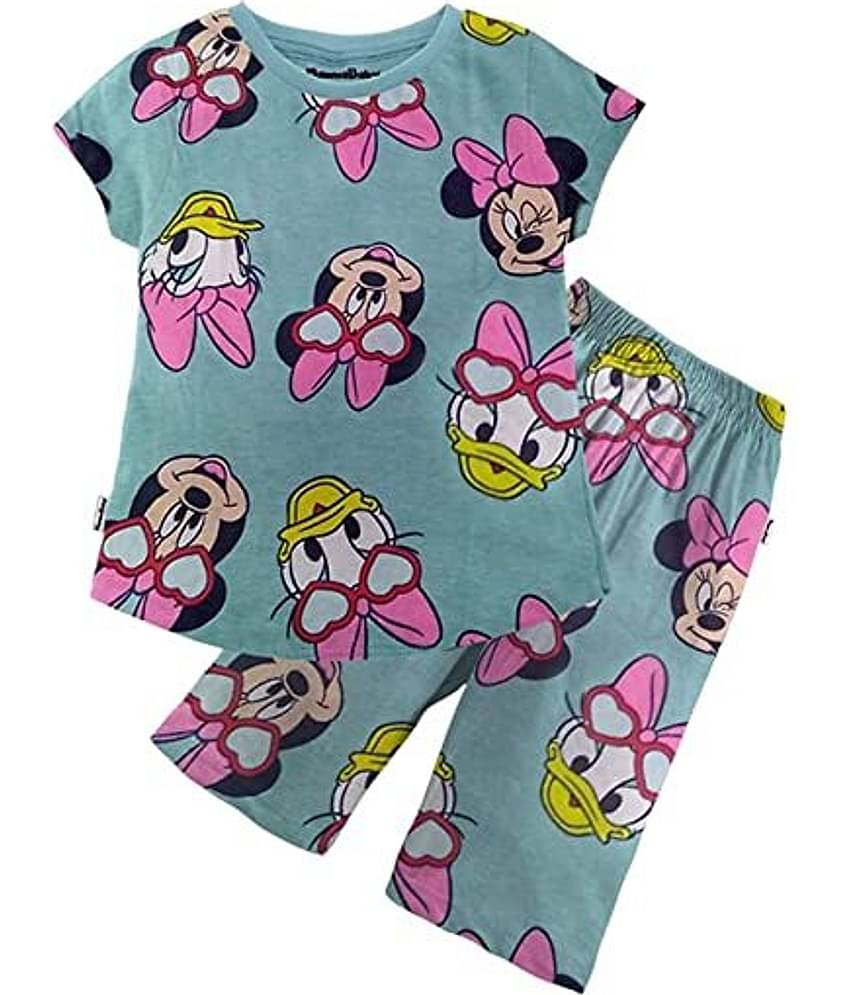 NammaBaby Pack of 1 Girls Cotton Capris ( Blue )