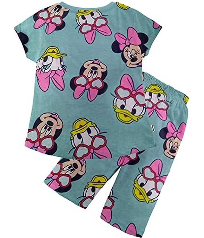 NammaBaby Pack of 1 Girls Cotton Capris ( Blue )