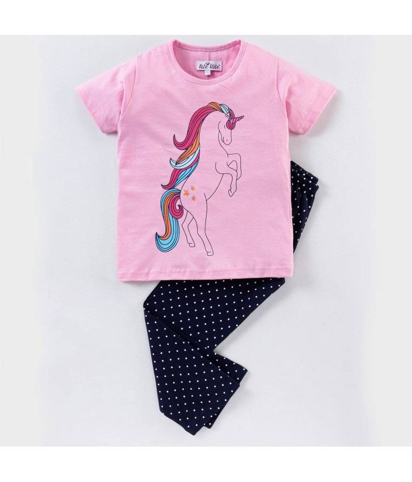     			Nite Flite Pack of 1 Girls Cotton Nightsuit Set ( Multicolor )