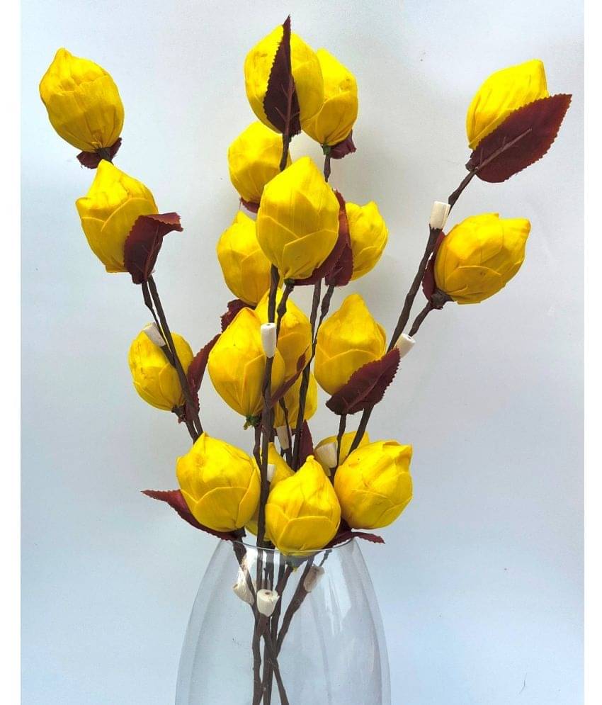     			PUPRIWALL - Yellow Lotus Artificial Flower ( 10 Sticks )