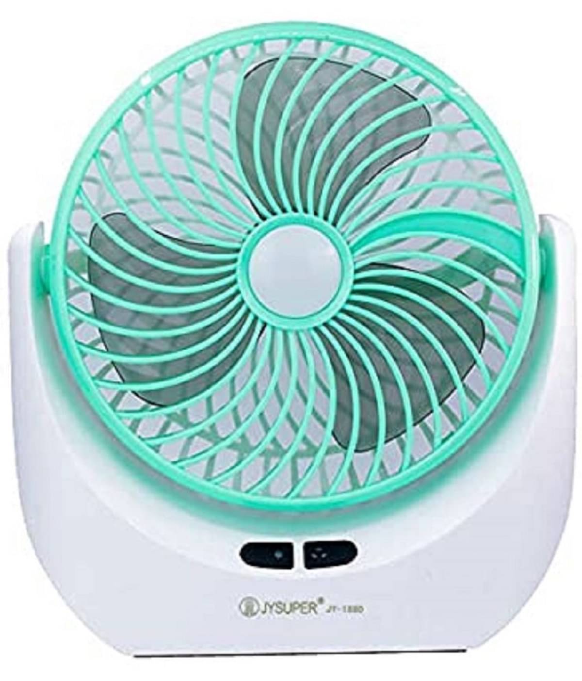     			Rechargeable 1.88 Watts High Speed Table Fan, LED Light for Home, Office Desk, Kitchen (Multicolour)