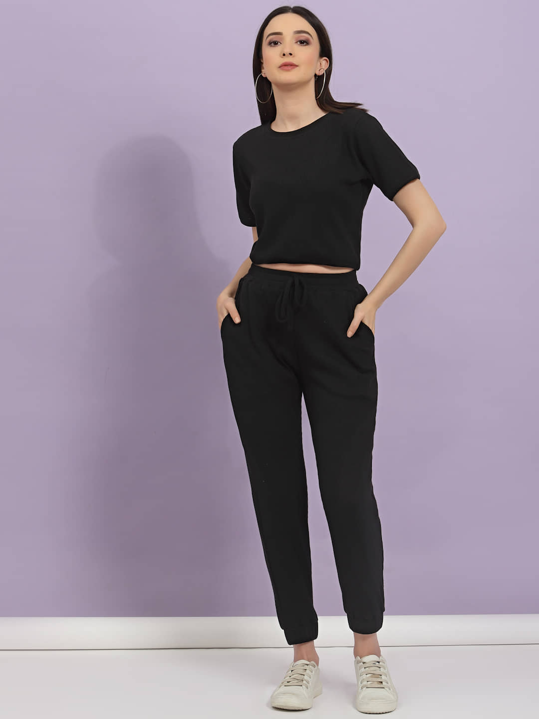 Rigo Women Self Design Top With Trousers Co-Ord Set ( Mauve )