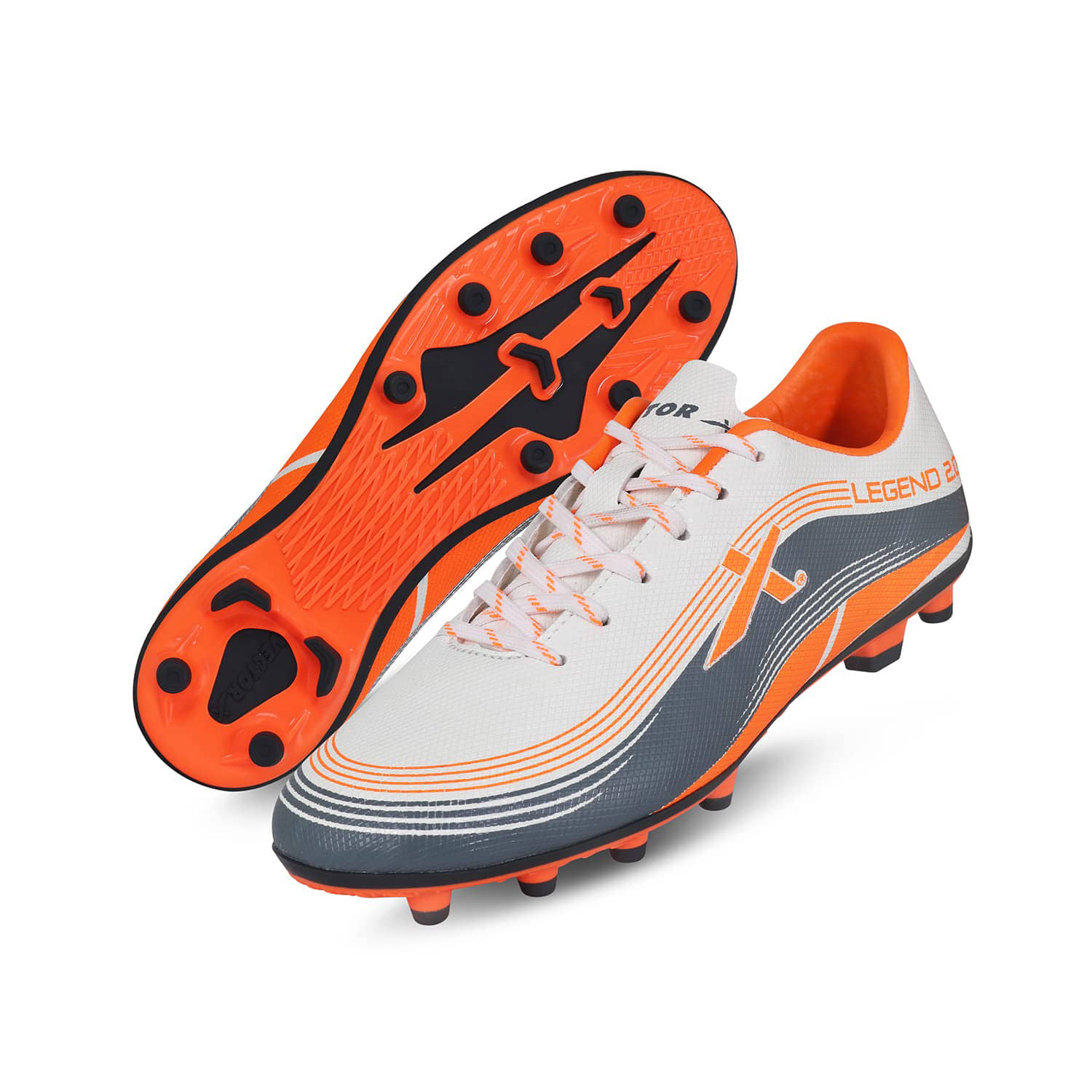 Vector X LEGEND-2.0 Orange & White Football Shoes - Sports Shoes | Buy online on ZillyBuy