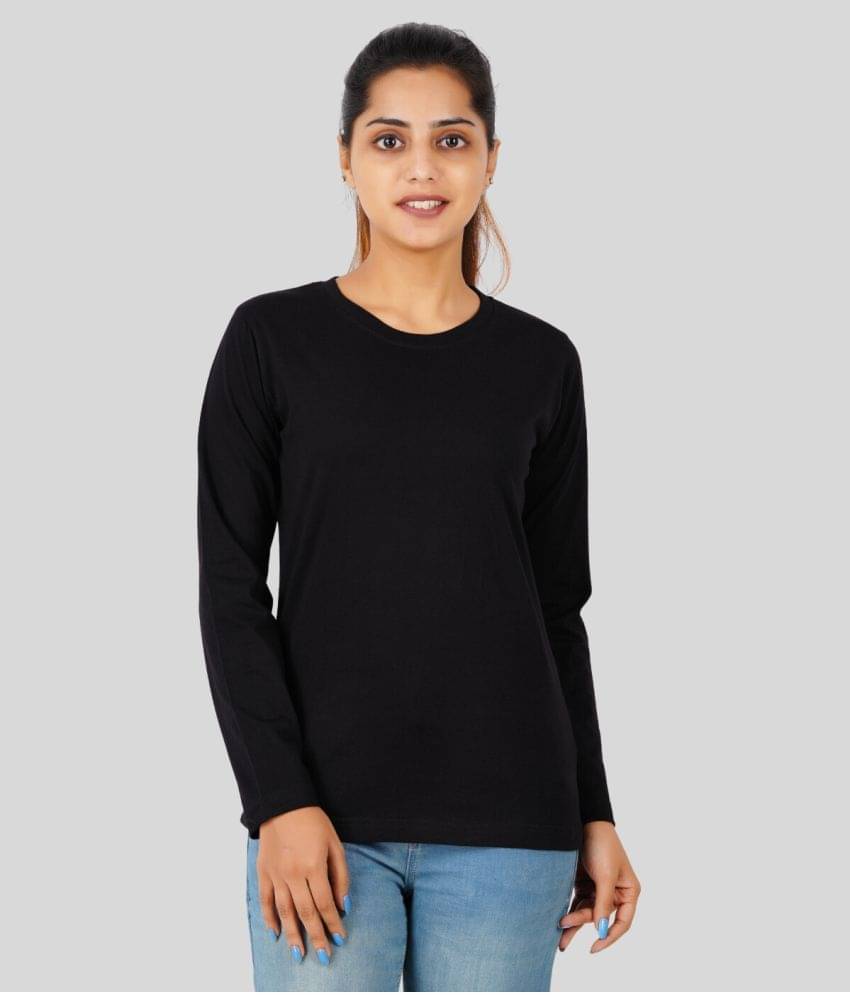     			ferocious Women Cotton Solid Regular Fit Round Neck T-Shirt ( Black )