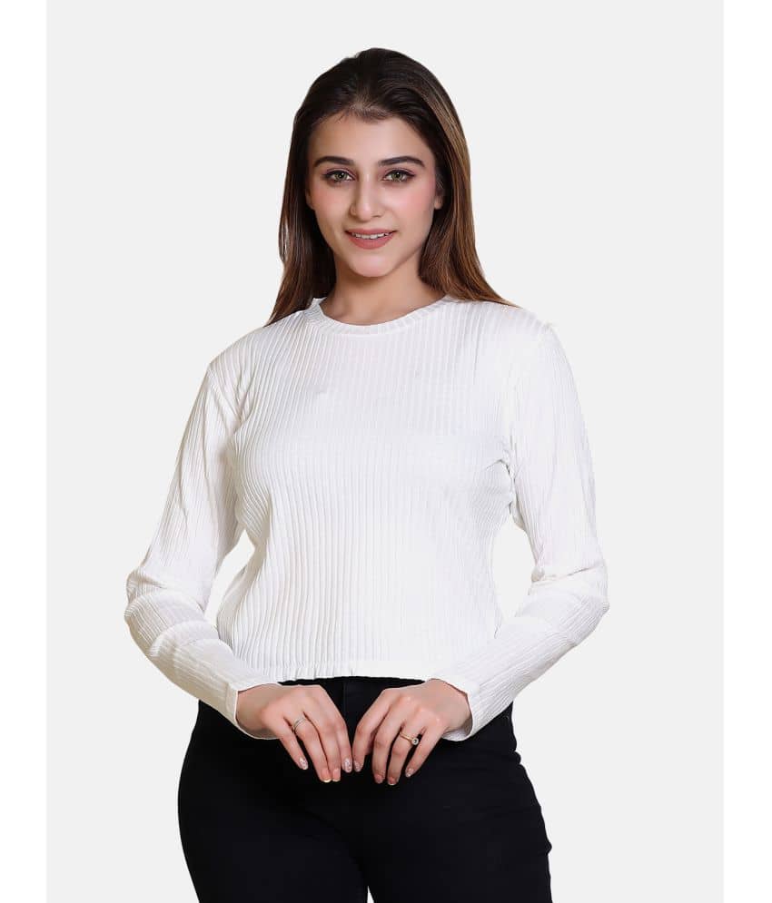 Bombay Velvet Women's Cotton Blend Regular Top ( White )