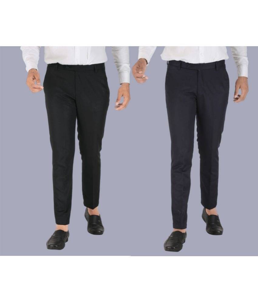     			CLARE&CLARA Multicolor Slim Formal Trouser ( Pack of 2 )
