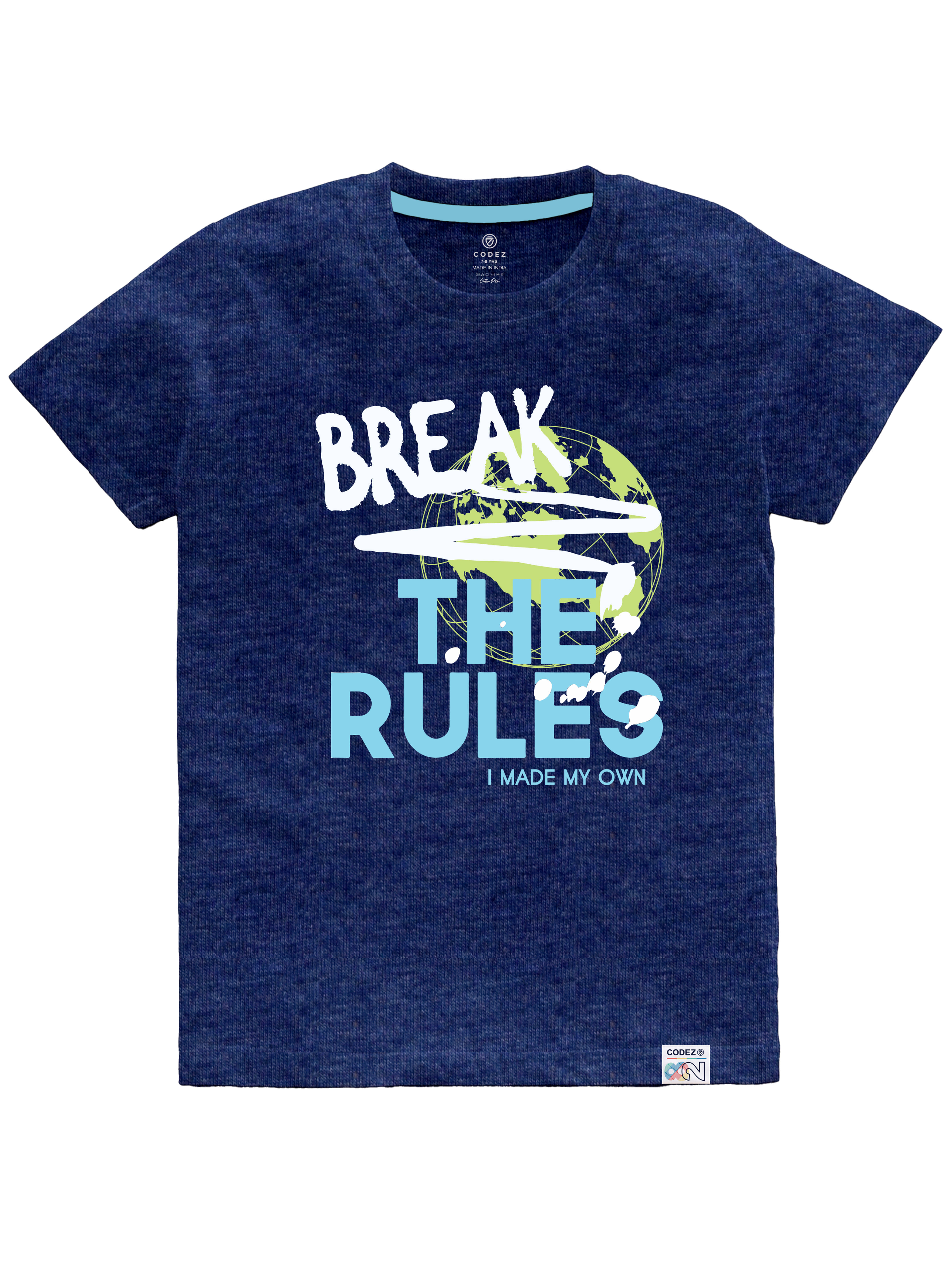 CODEZ Pack of 1 Boys Cotton Blend T-Shirt ( Blue )