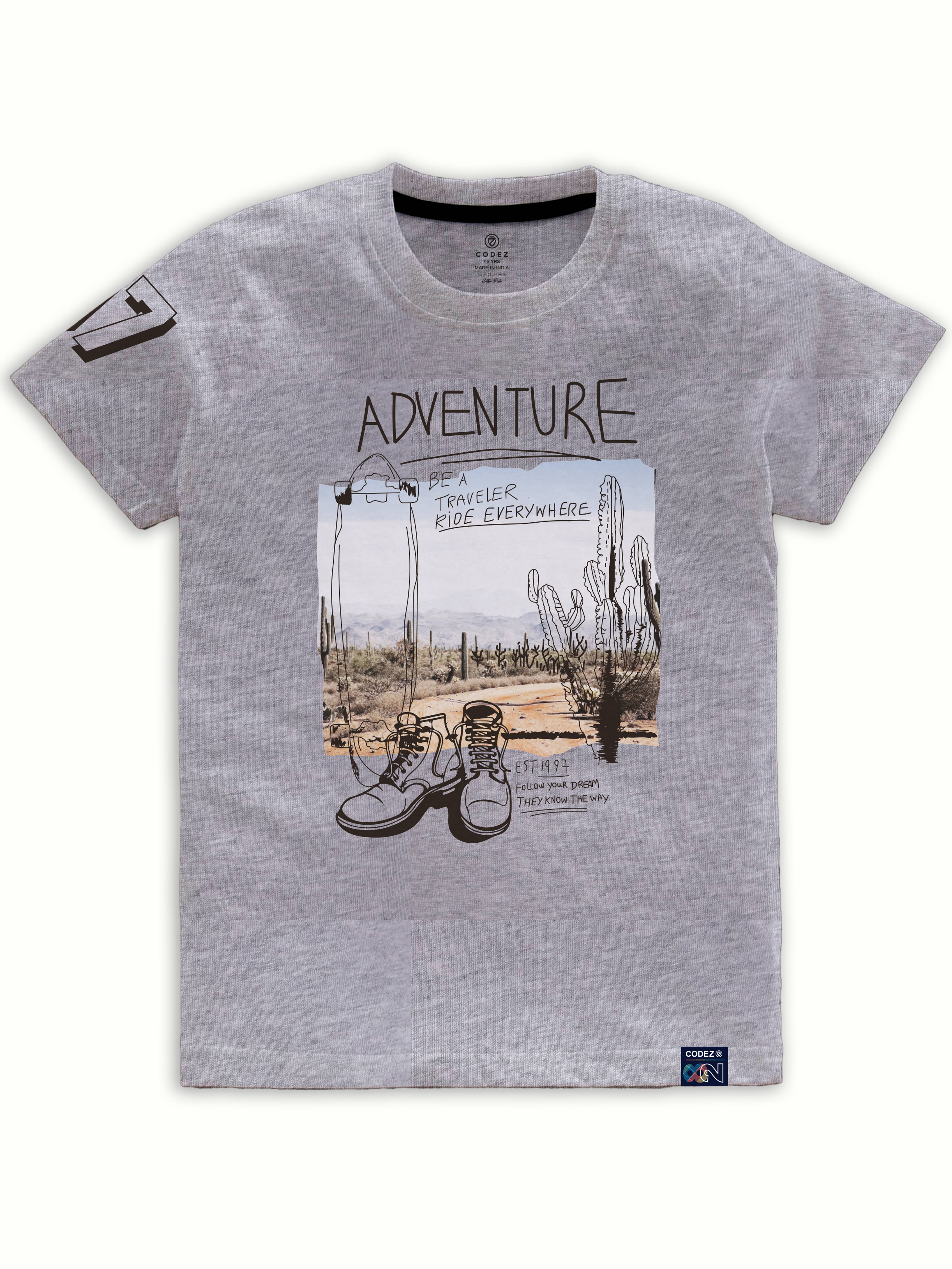     			CODEZ Pack of 1 Boys Cotton Blend T-Shirt ( Gray )