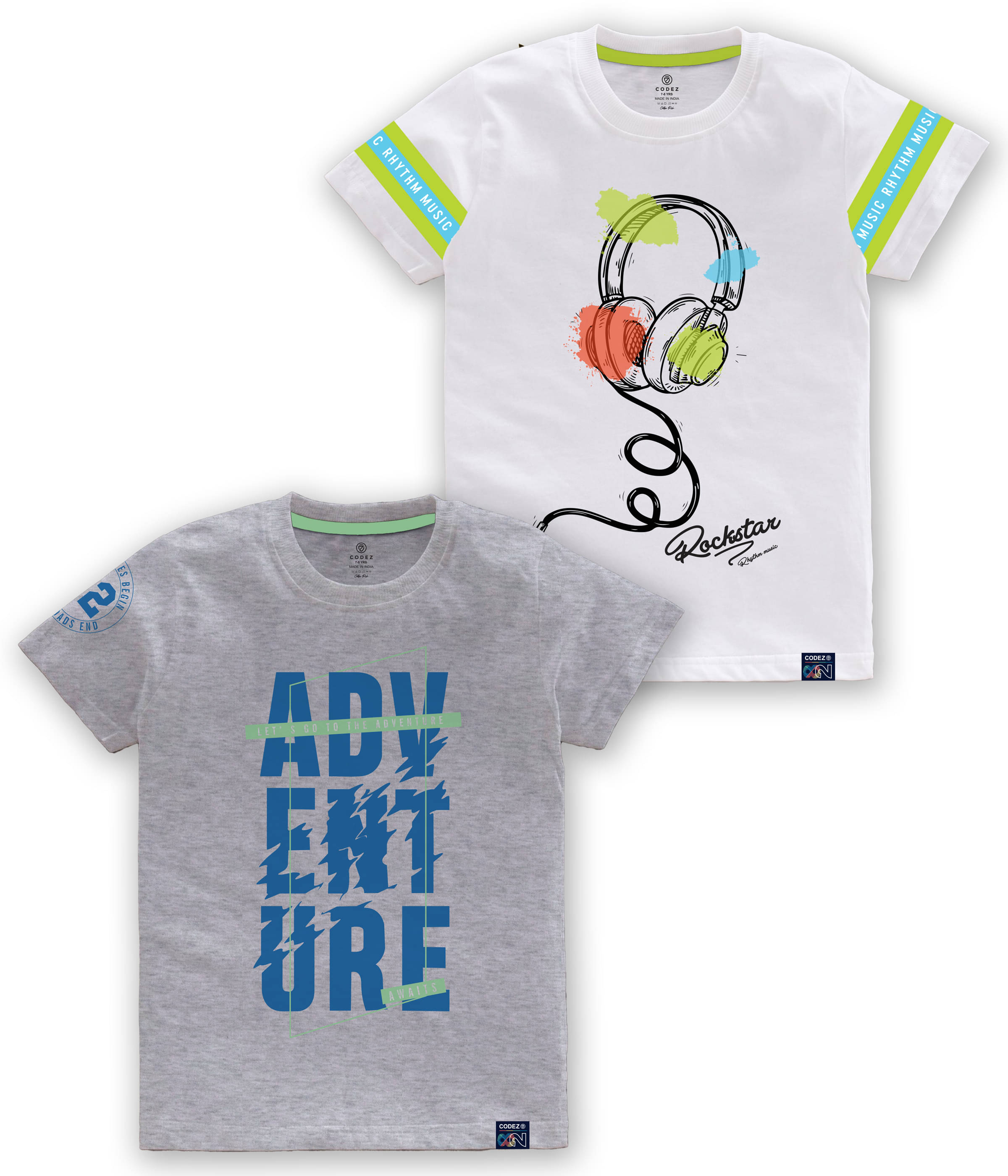     			CODEZ Pack of 2 Boys Cotton Blend T-Shirt ( Multi Color )