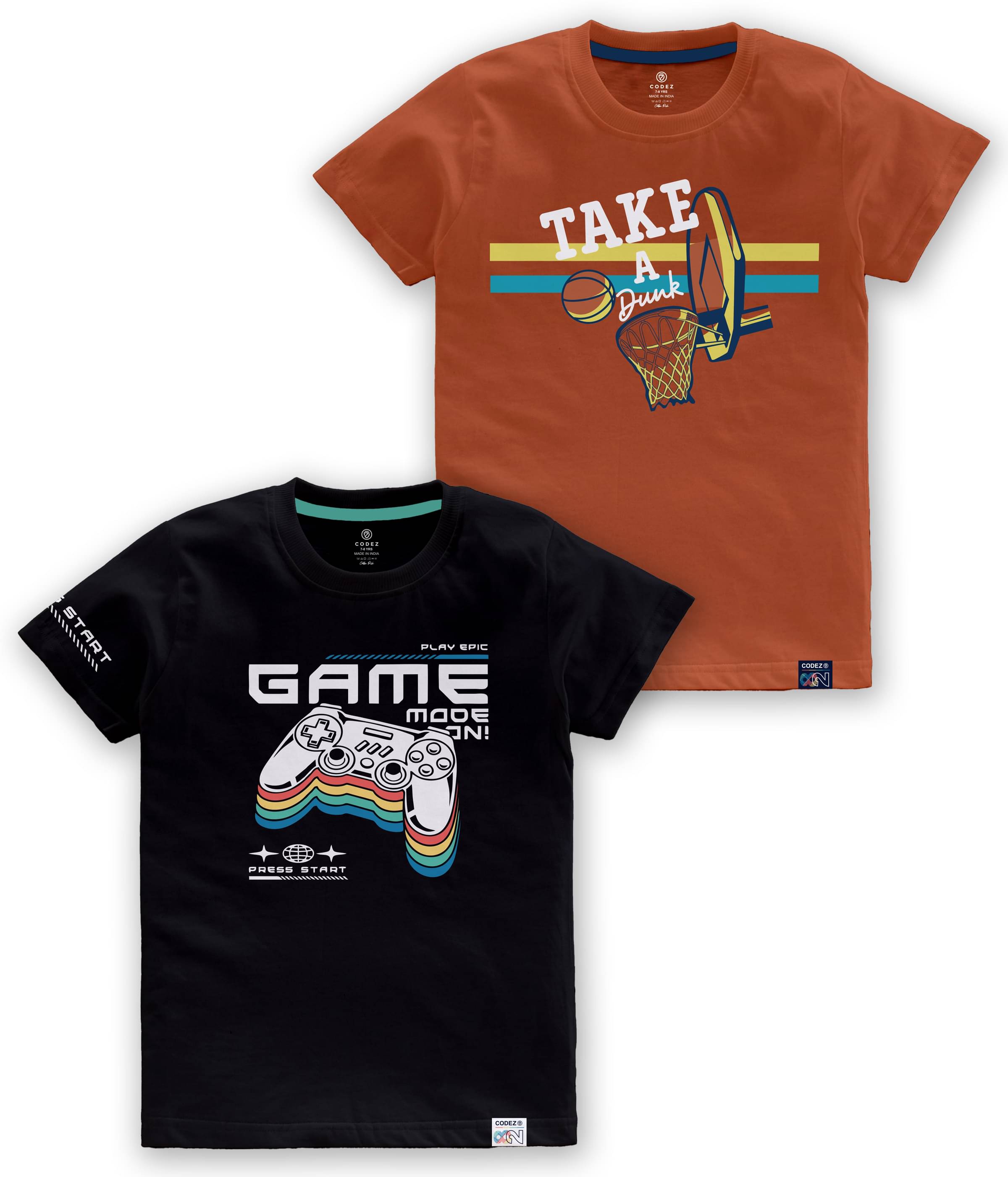     			CODEZ Pack of 2 Boys Cotton Blend T-Shirt ( Multi Color )