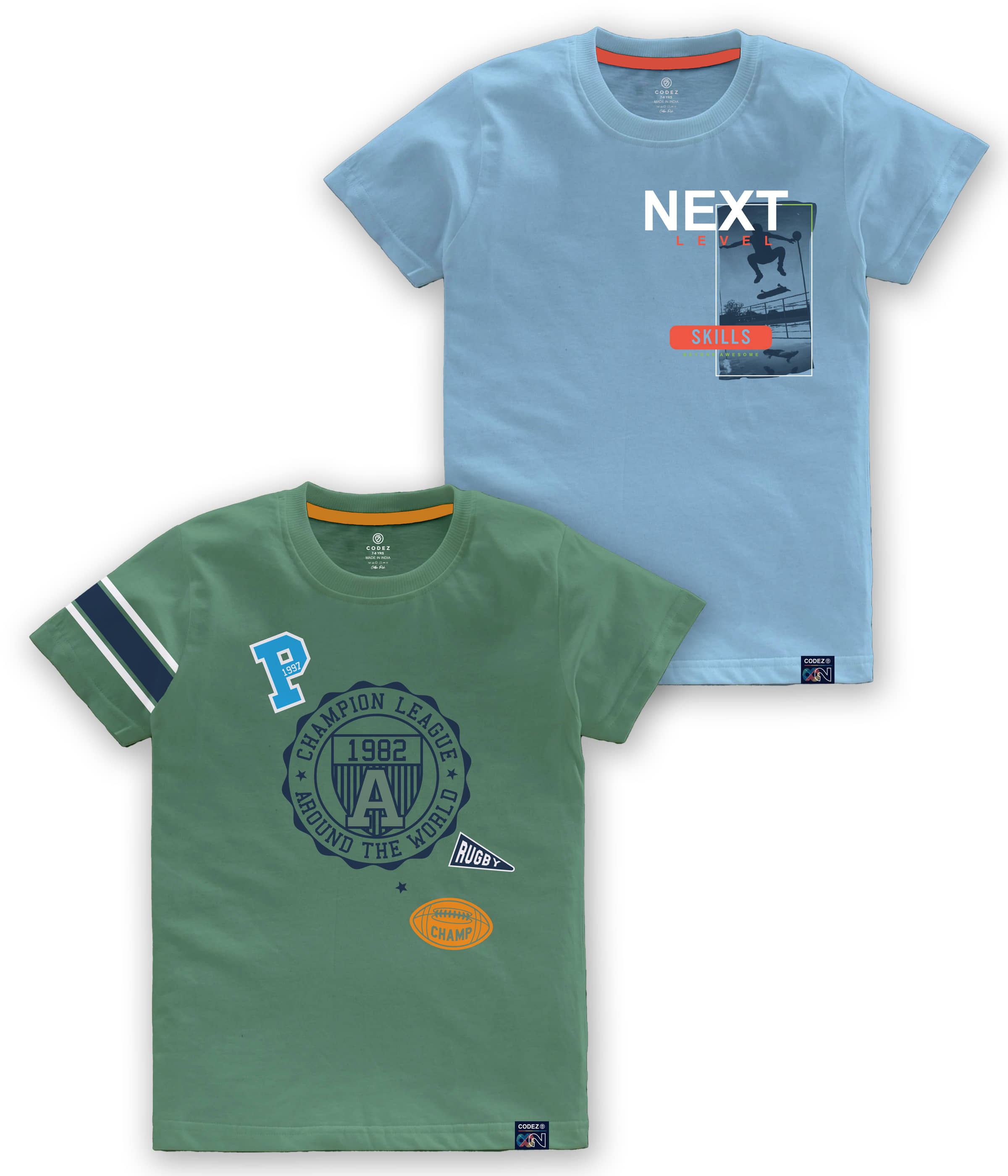 CODEZ Pack of 1 Boys Cotton Blend T-Shirt ( Multi Color )
