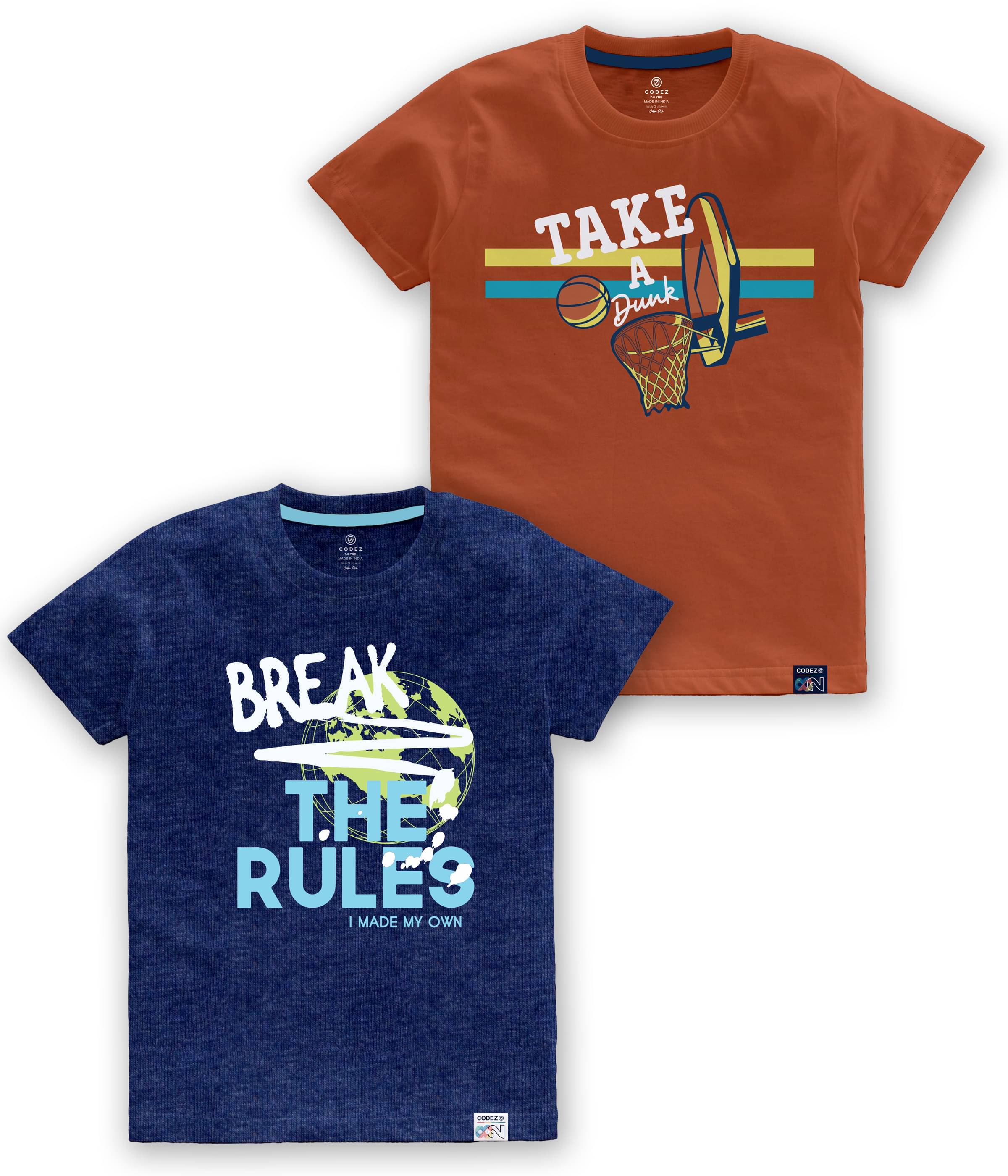     			CODEZ Pack of 2 Boys Cotton Blend T-Shirt ( Multi Color )