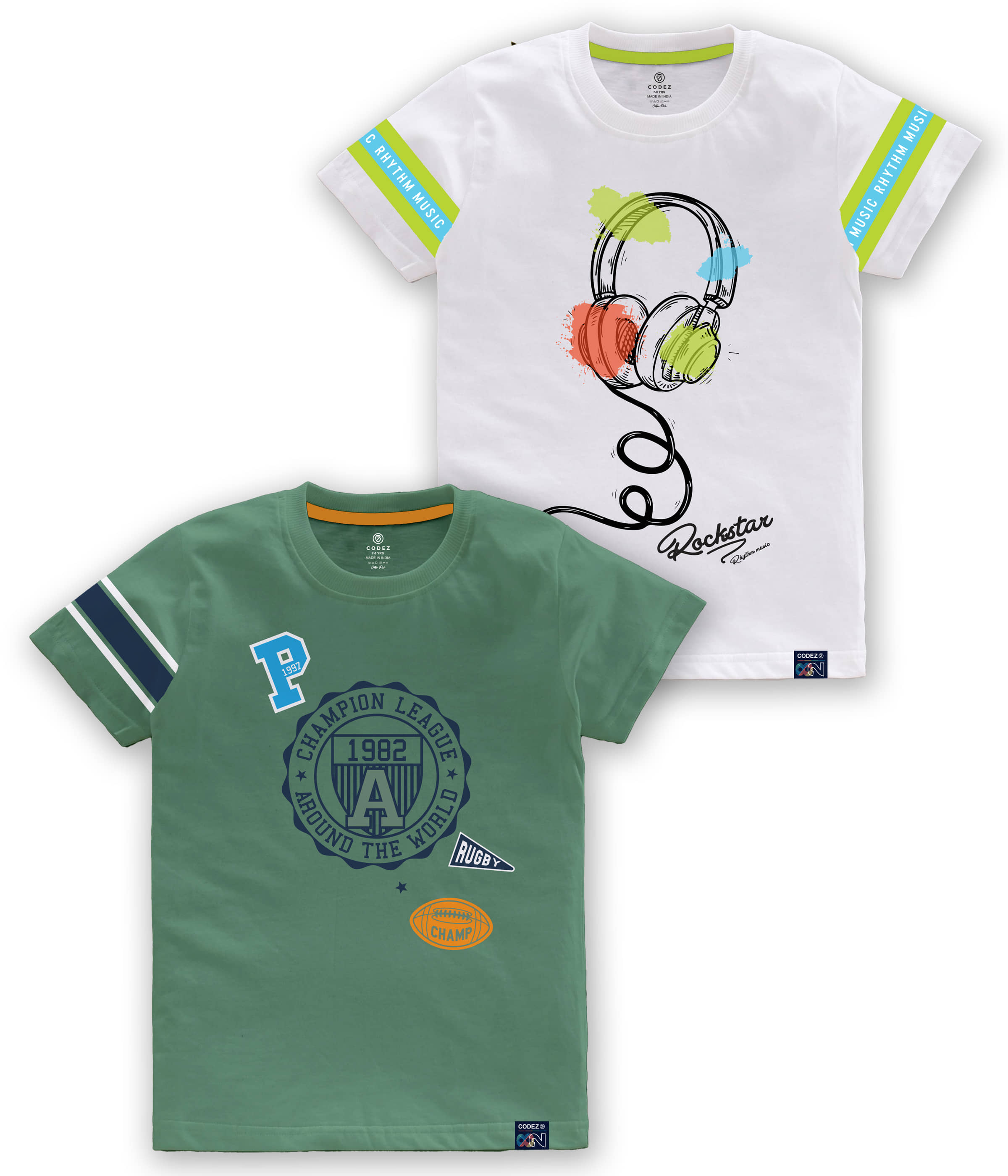 CODEZ Pack of 1 Boys Cotton Blend T-Shirt ( Multi Color )