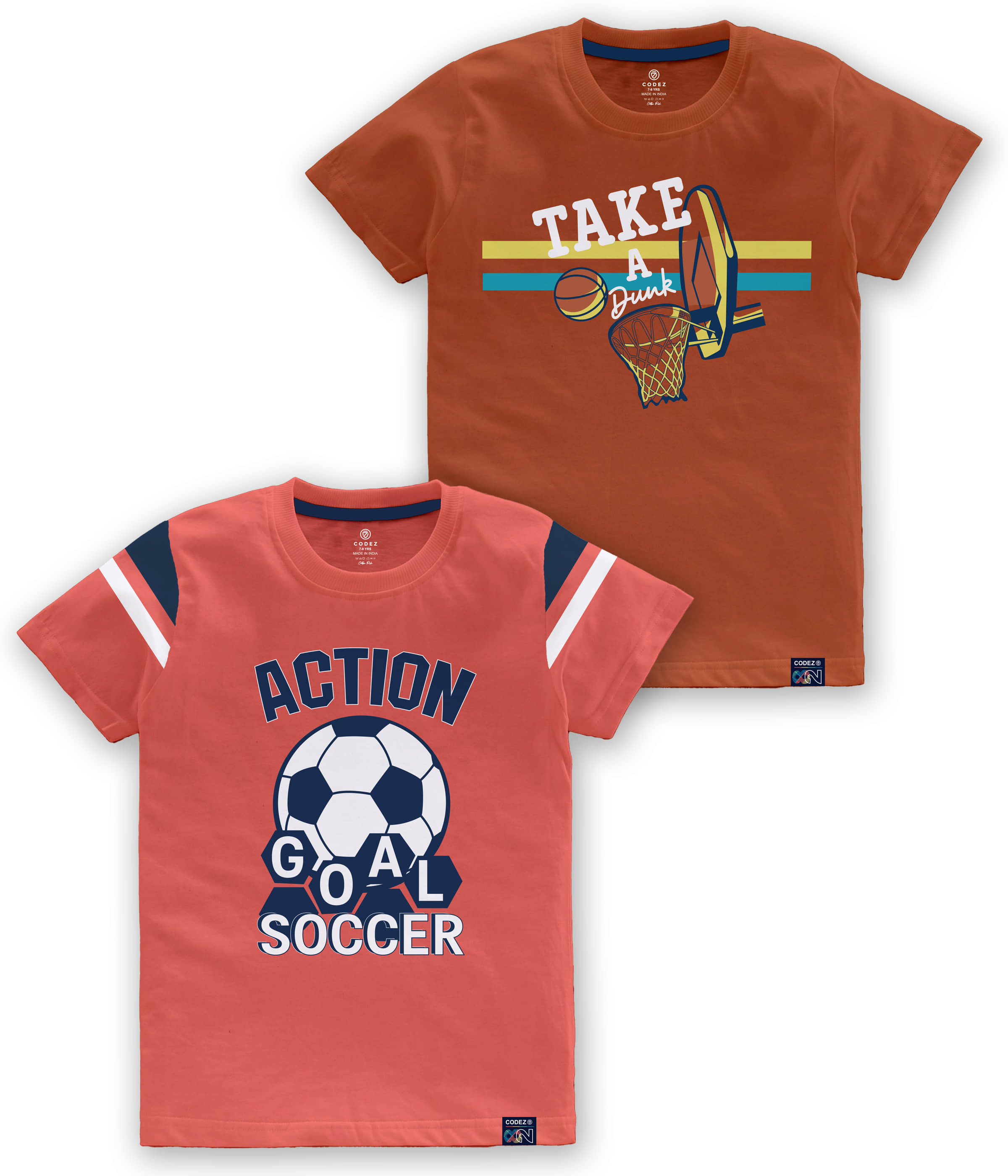 CODEZ Pack of 2 Boys Cotton Blend T-Shirt ( Multi Color )