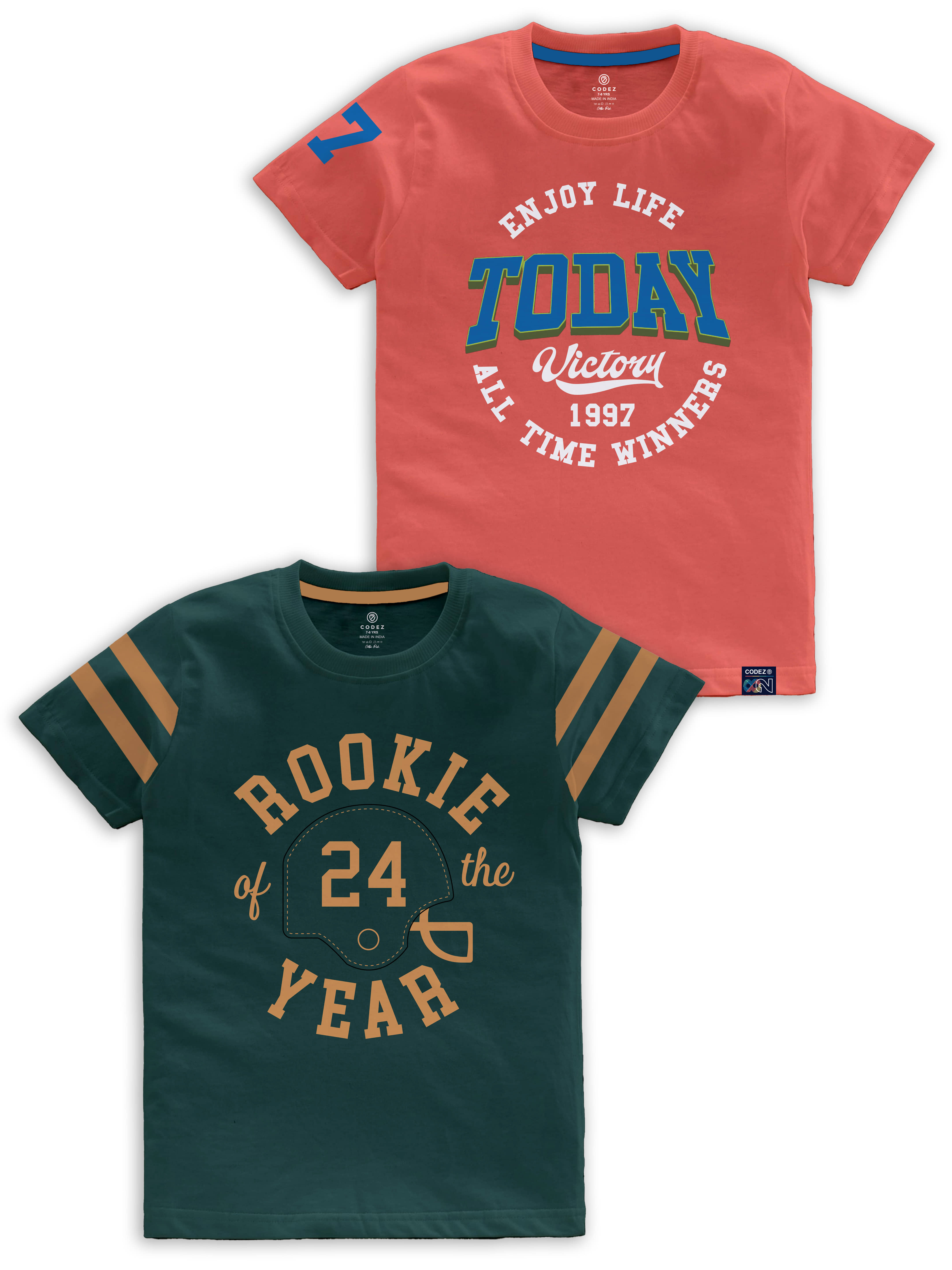 CODEZ Pack of 1 Boys Cotton Blend T-Shirt ( Multi Color )