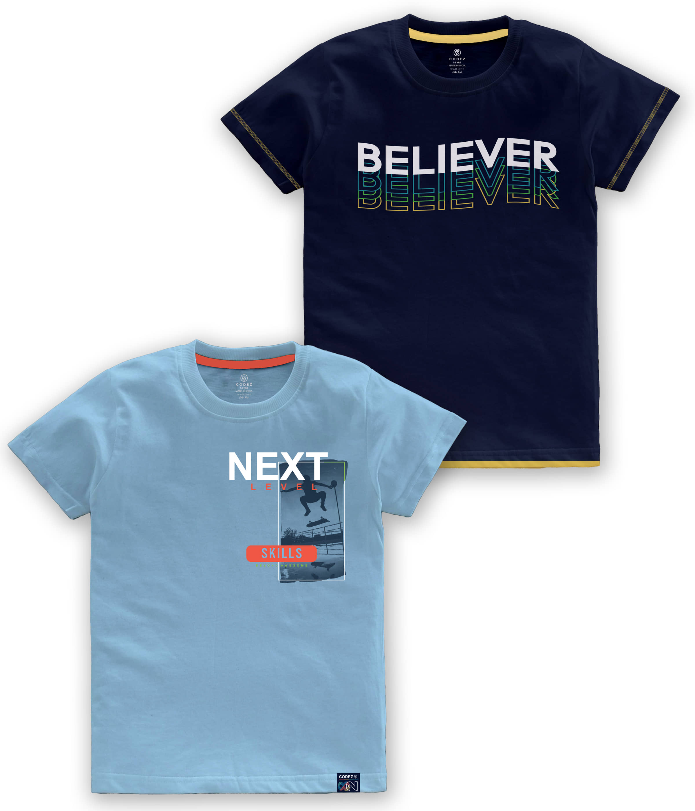 CODEZ Pack of 2 Boys Cotton Blend T-Shirt ( Multi Color )