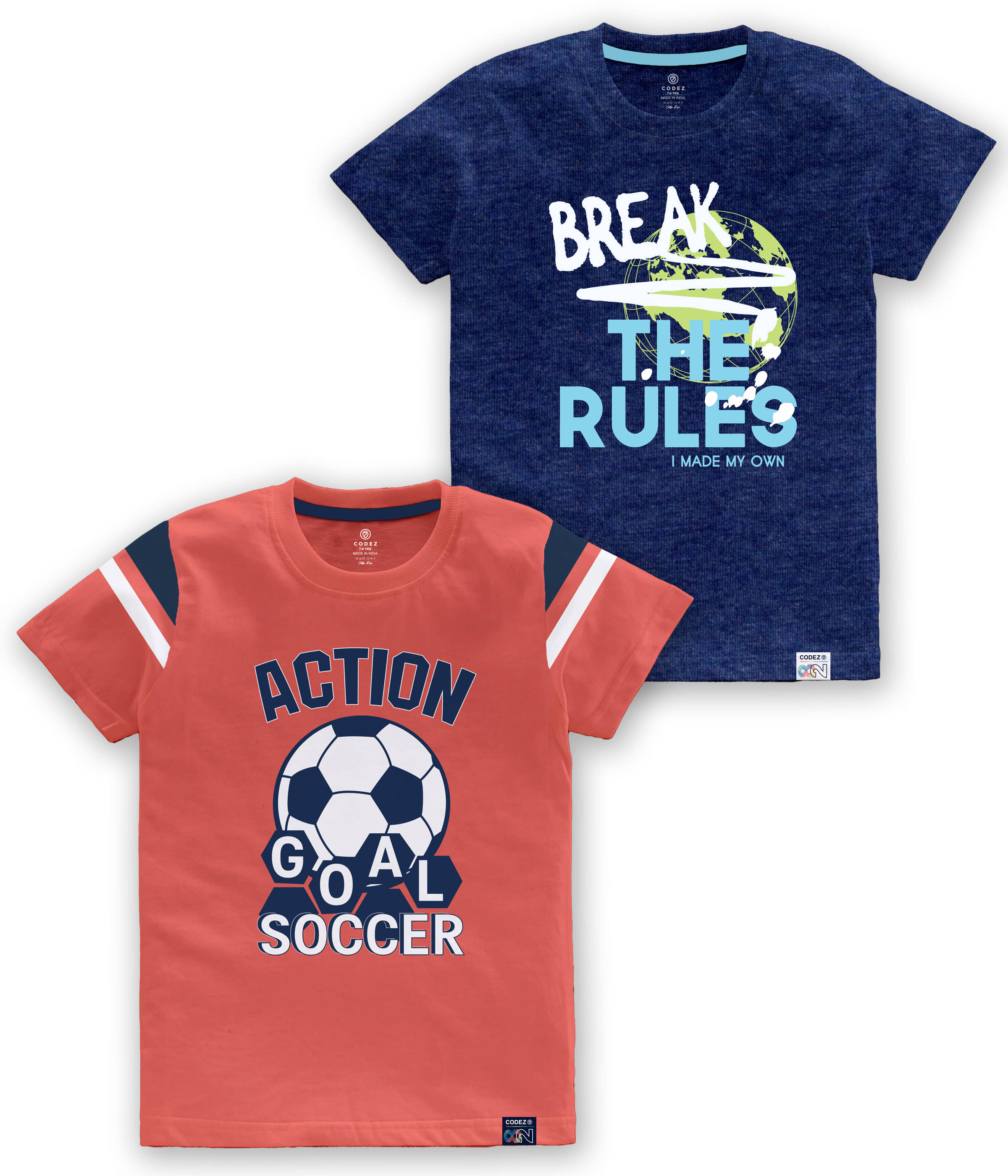 CODEZ Pack of 1 Boys Cotton Blend T-Shirt ( Multi Color )