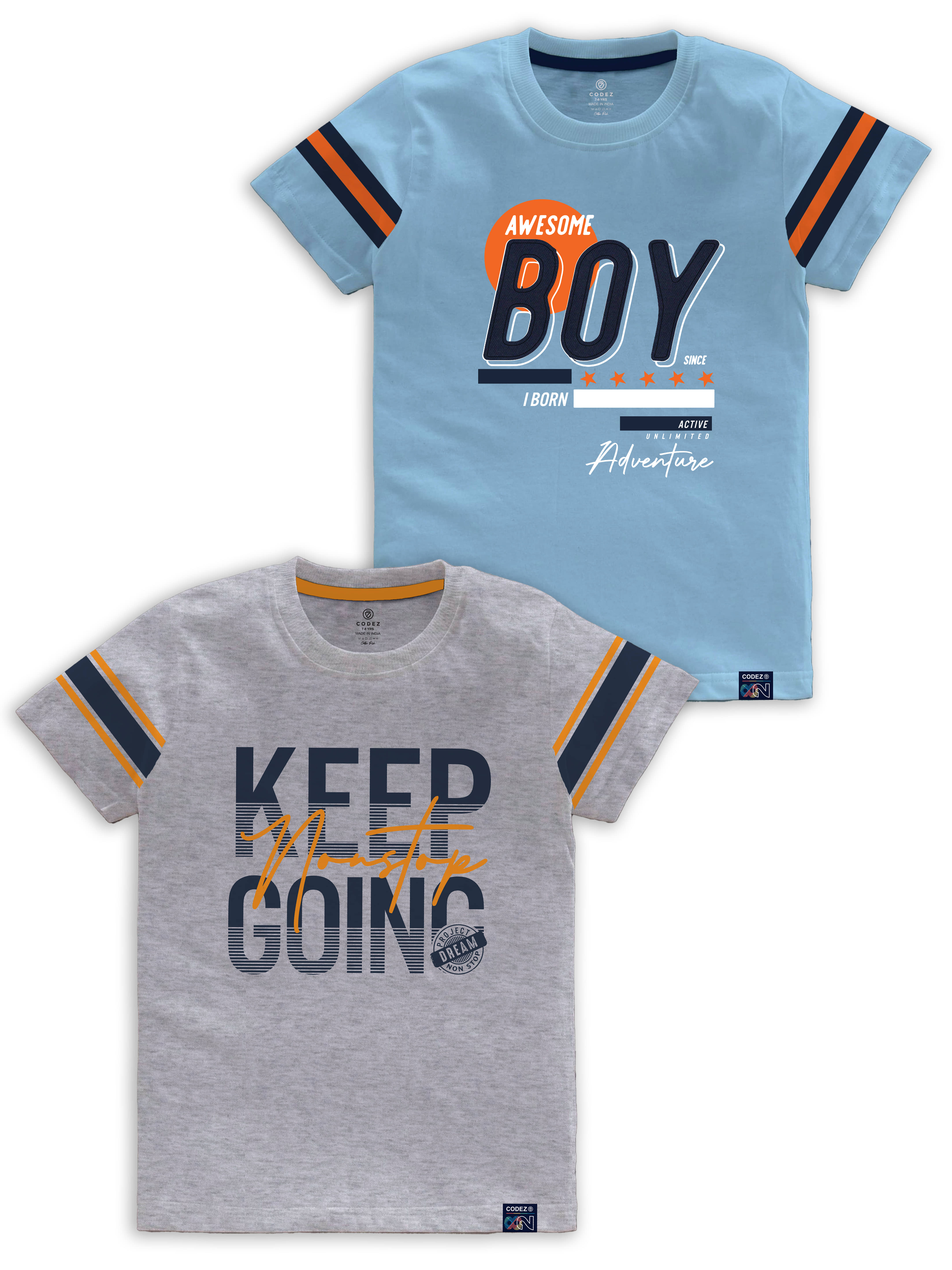 CODEZ Pack of 2 Boys Cotton Blend T-Shirt ( Multi Color )