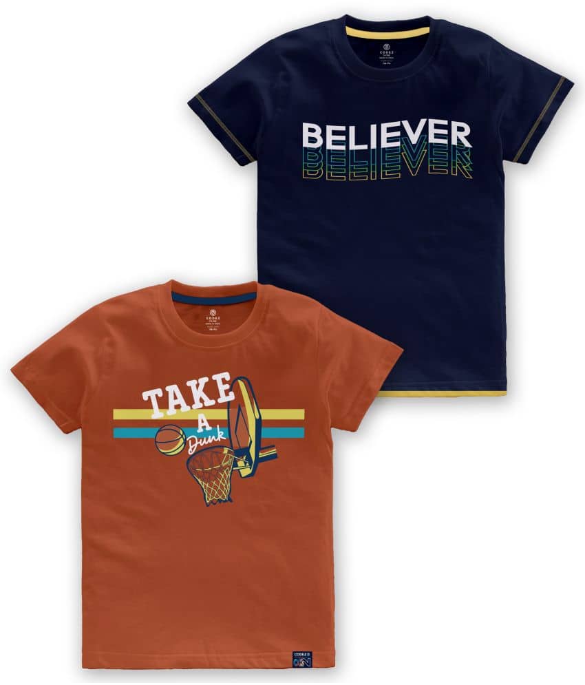 CODEZ Pack of 2 Boys Cotton Blend T-Shirt ( Multi Color )