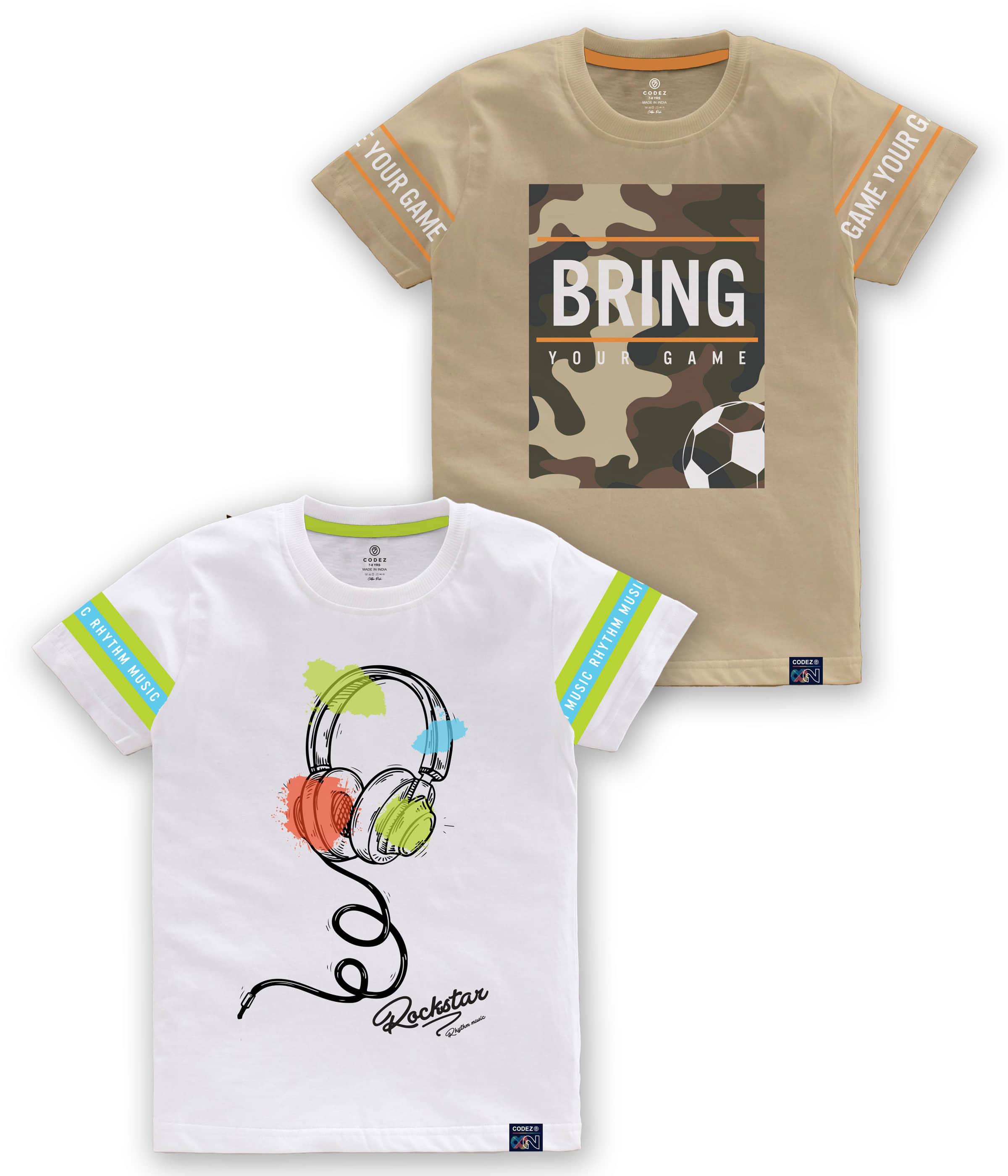 CODEZ Pack of 1 Boys Cotton Blend T-Shirt ( Multi Color )