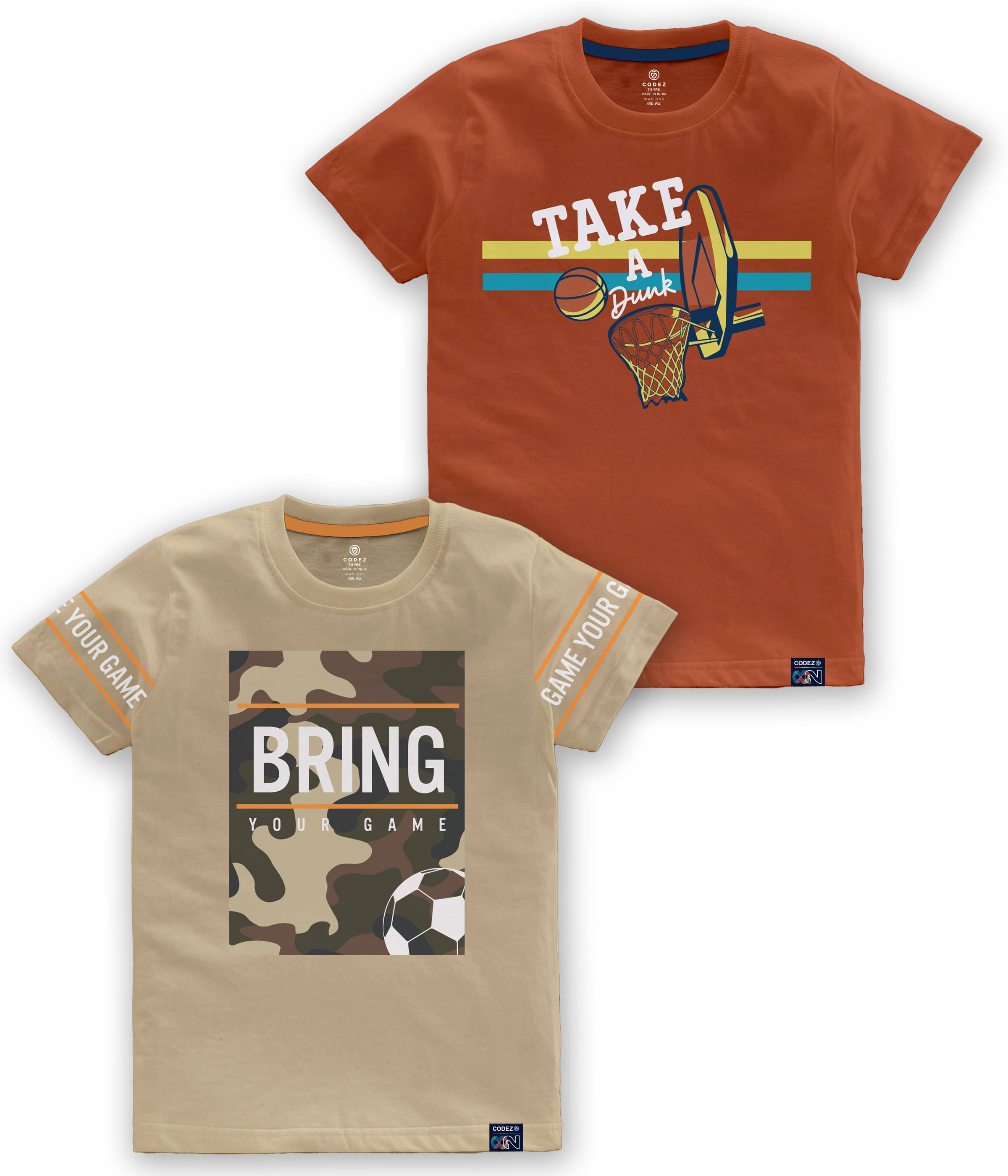     			CODEZ Pack of 2 Boys Cotton Blend T-Shirt ( Multi Color )