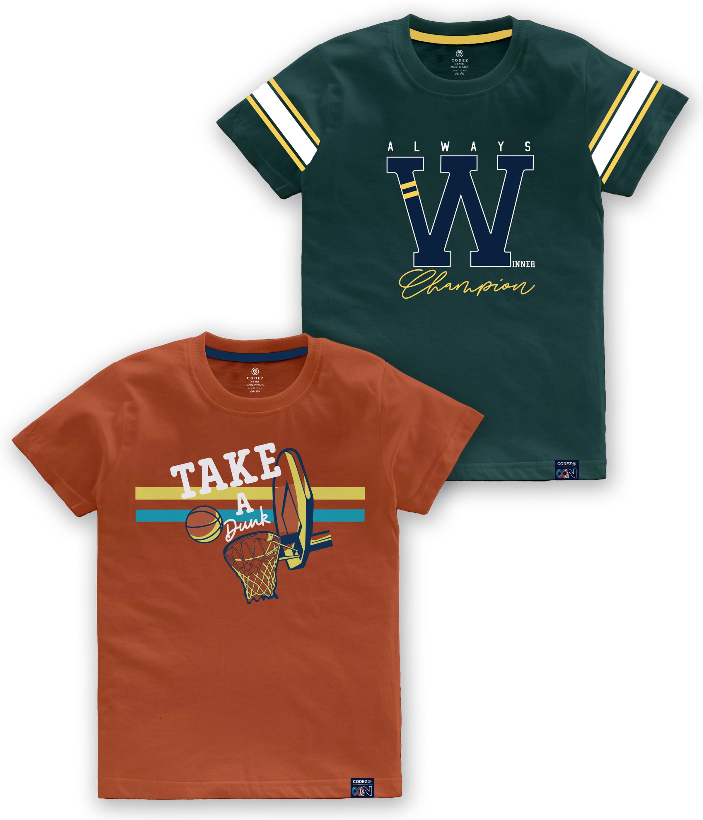     			CODEZ Pack of 2 Boys Cotton Blend T-Shirt ( Multi Color )