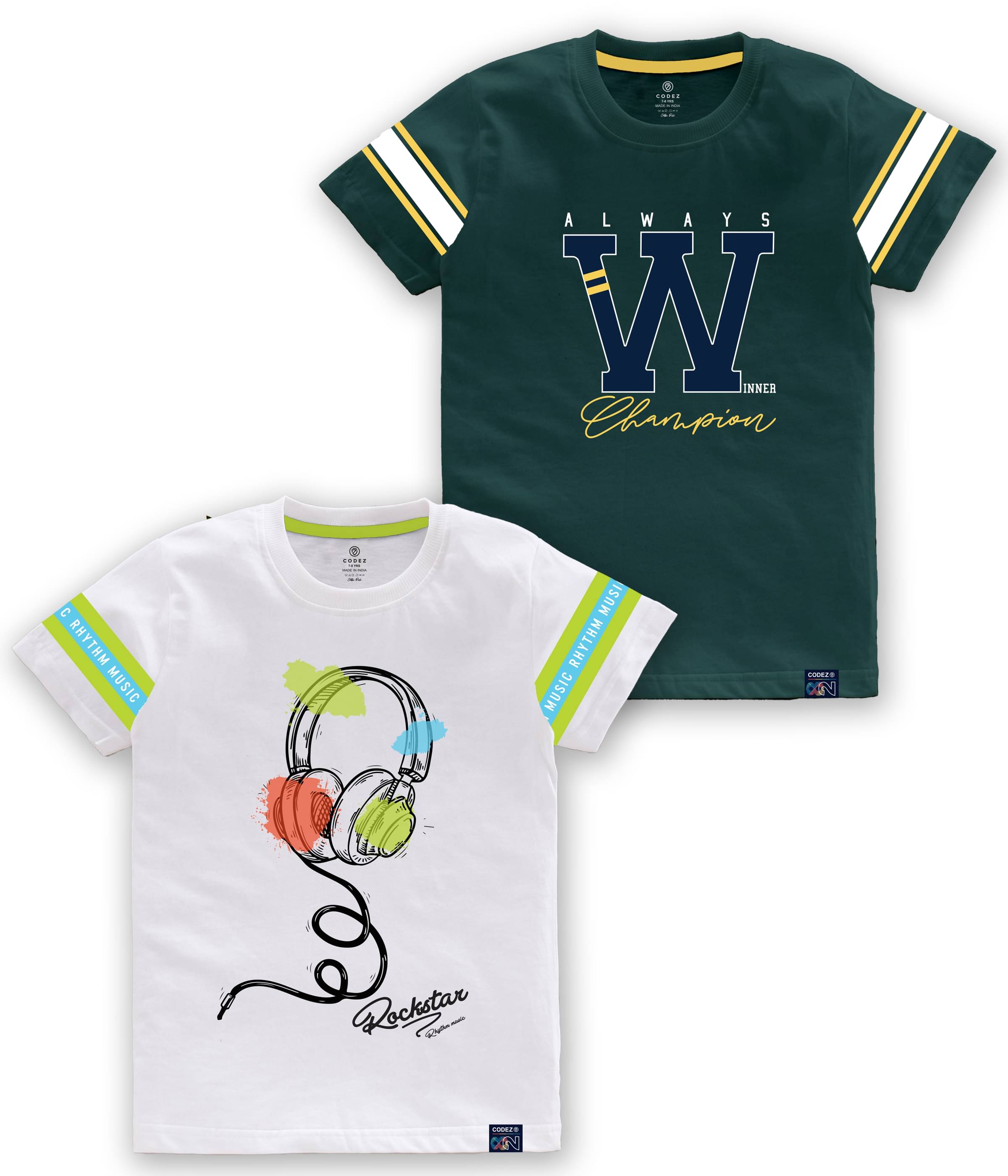     			CODEZ Pack of 2 Boys Cotton Blend T-Shirt ( Multi Color )