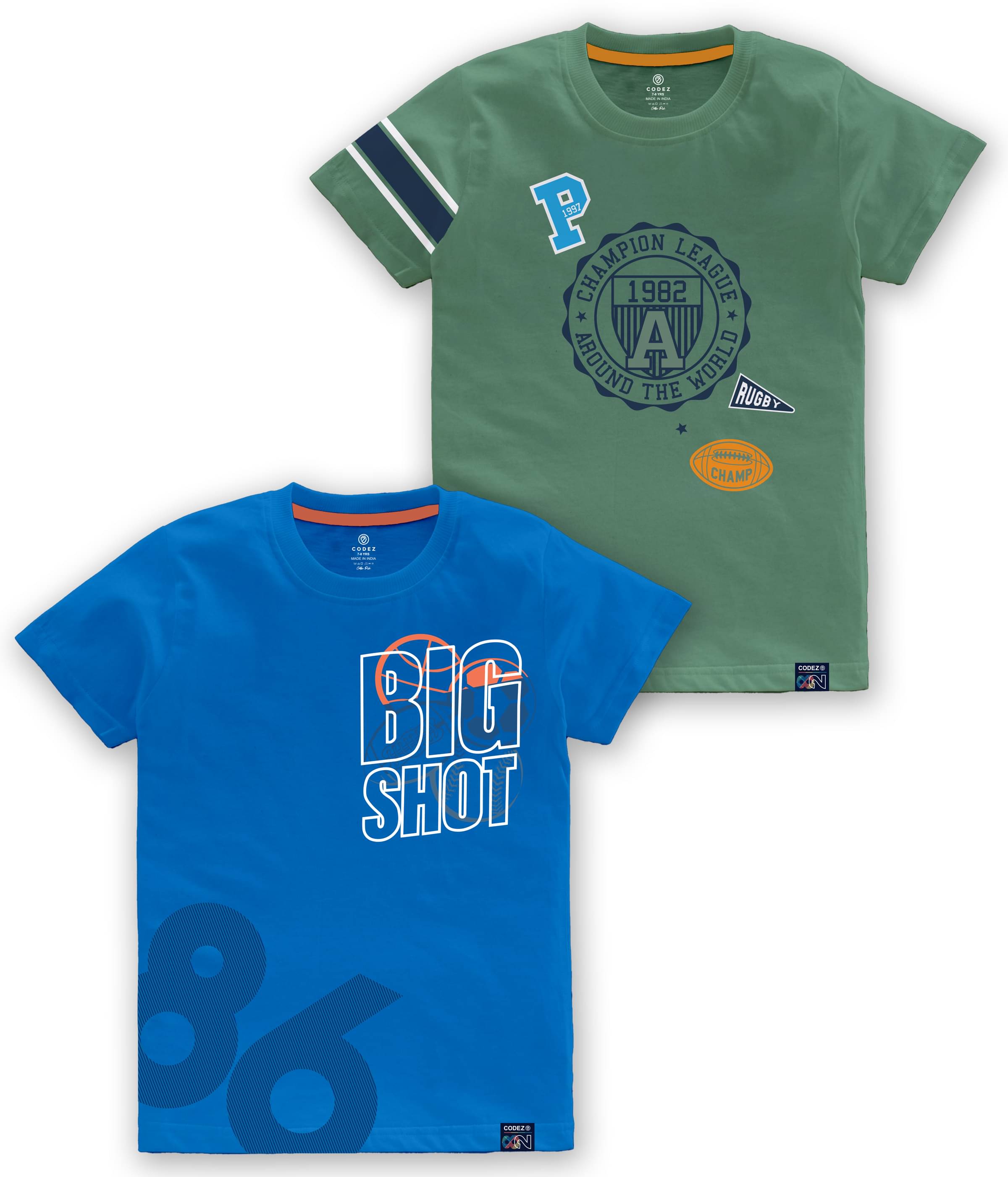     			CODEZ Pack of 2 Boys Cotton Blend T-Shirt ( Multi Color )