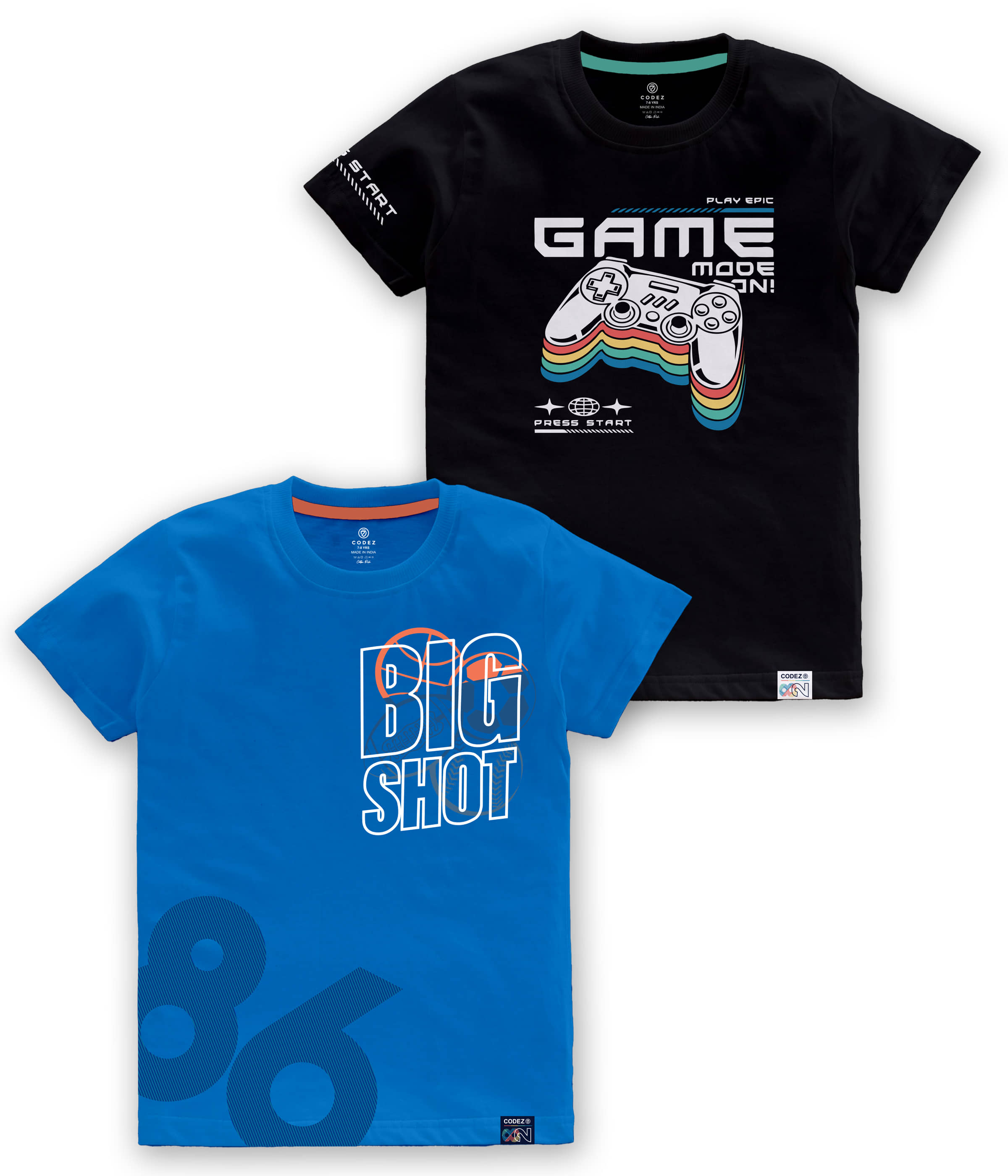 CODEZ Pack of 1 Boys Cotton Blend T-Shirt ( Multi Color )