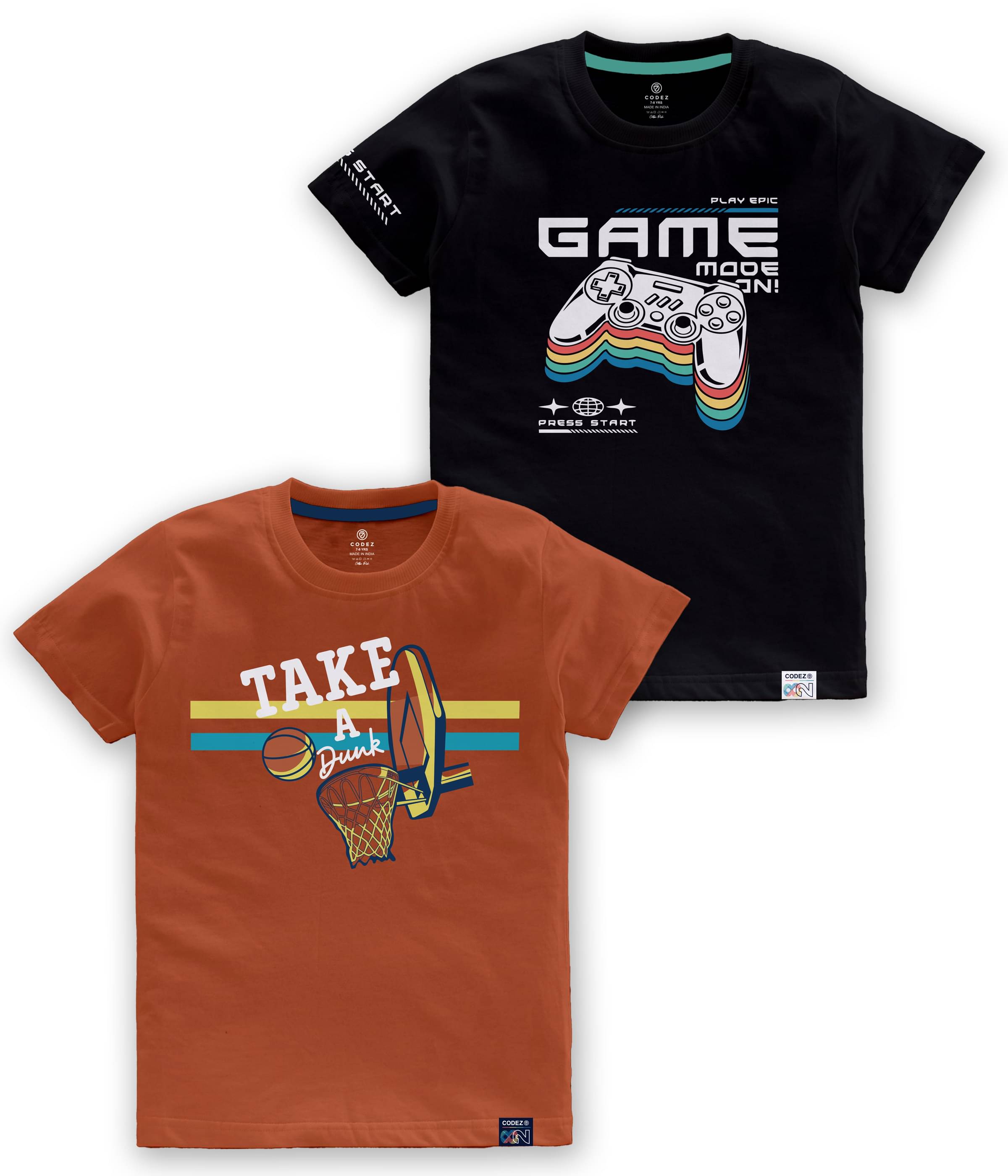     			CODEZ Pack of 2 Boys Cotton Blend T-Shirt ( Multi Color )