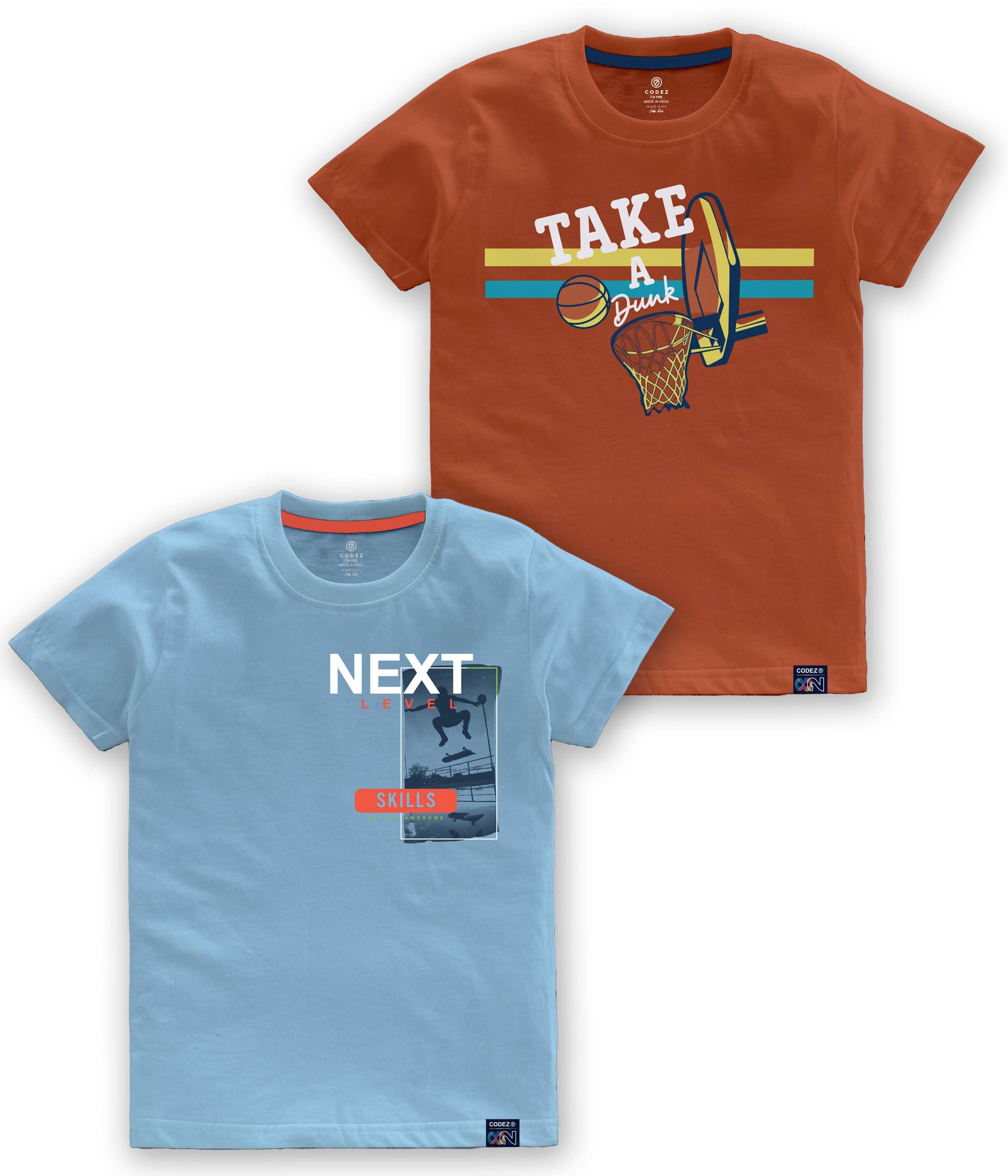    			CODEZ Pack of 2 Boys Cotton Blend T-Shirt ( Multi Color )