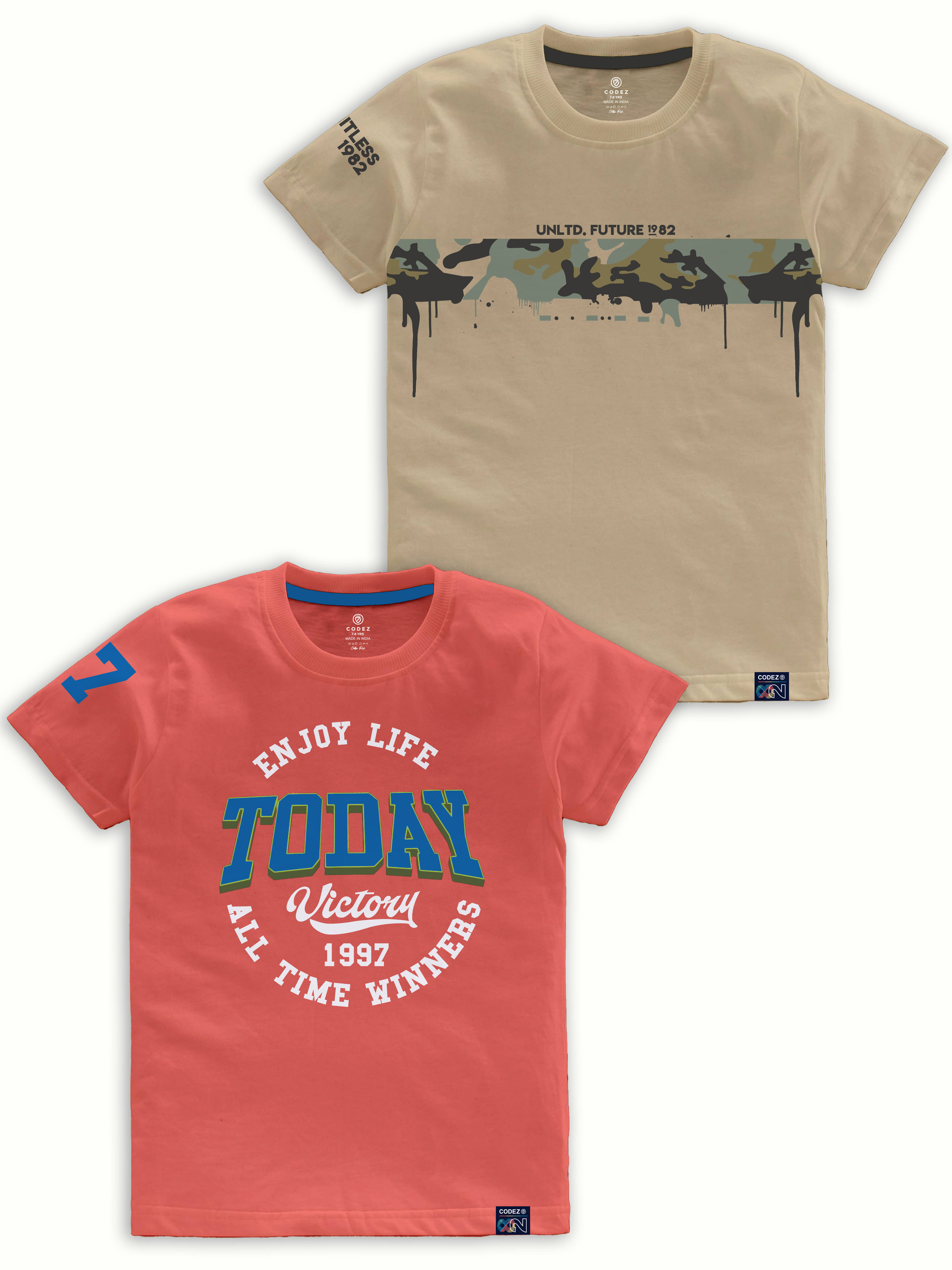     			CODEZ Pack of 2 Boys Cotton Blend T-Shirt ( Multi Color )