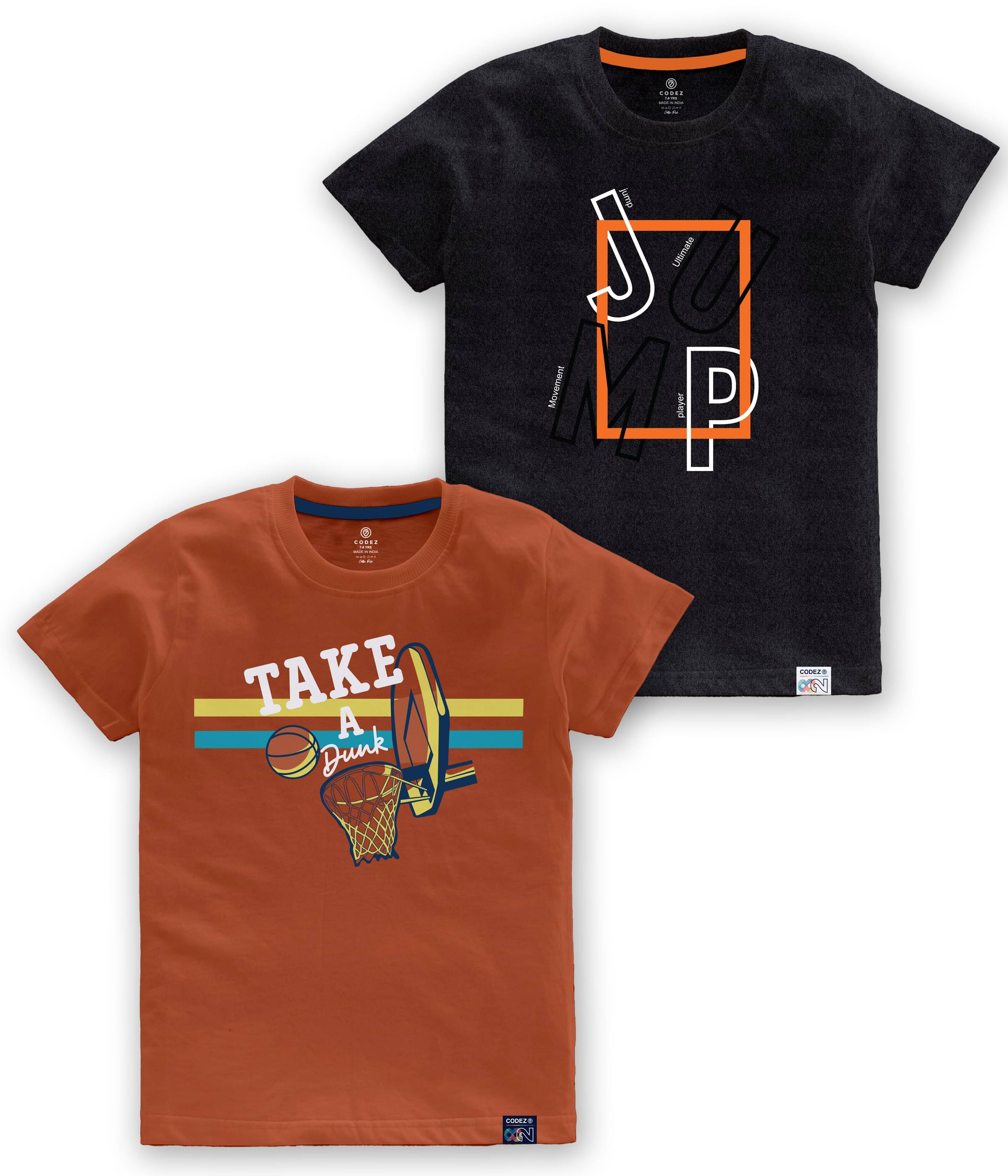     			CODEZ Pack of 2 Boys Cotton Blend T-Shirt ( Multi Color )