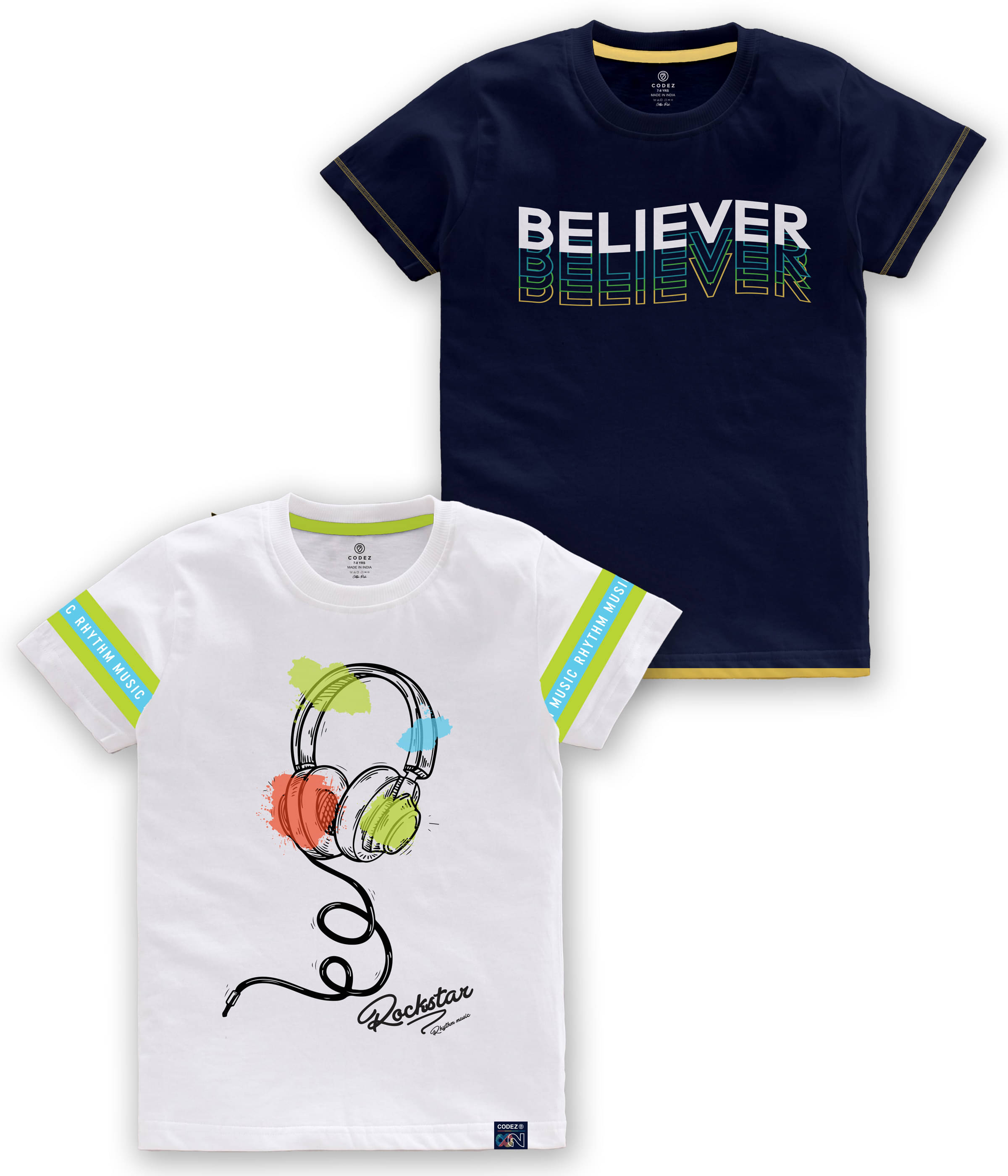     			CODEZ Pack of 5 Boys Cotton Blend T-Shirt ( Multi Color )
