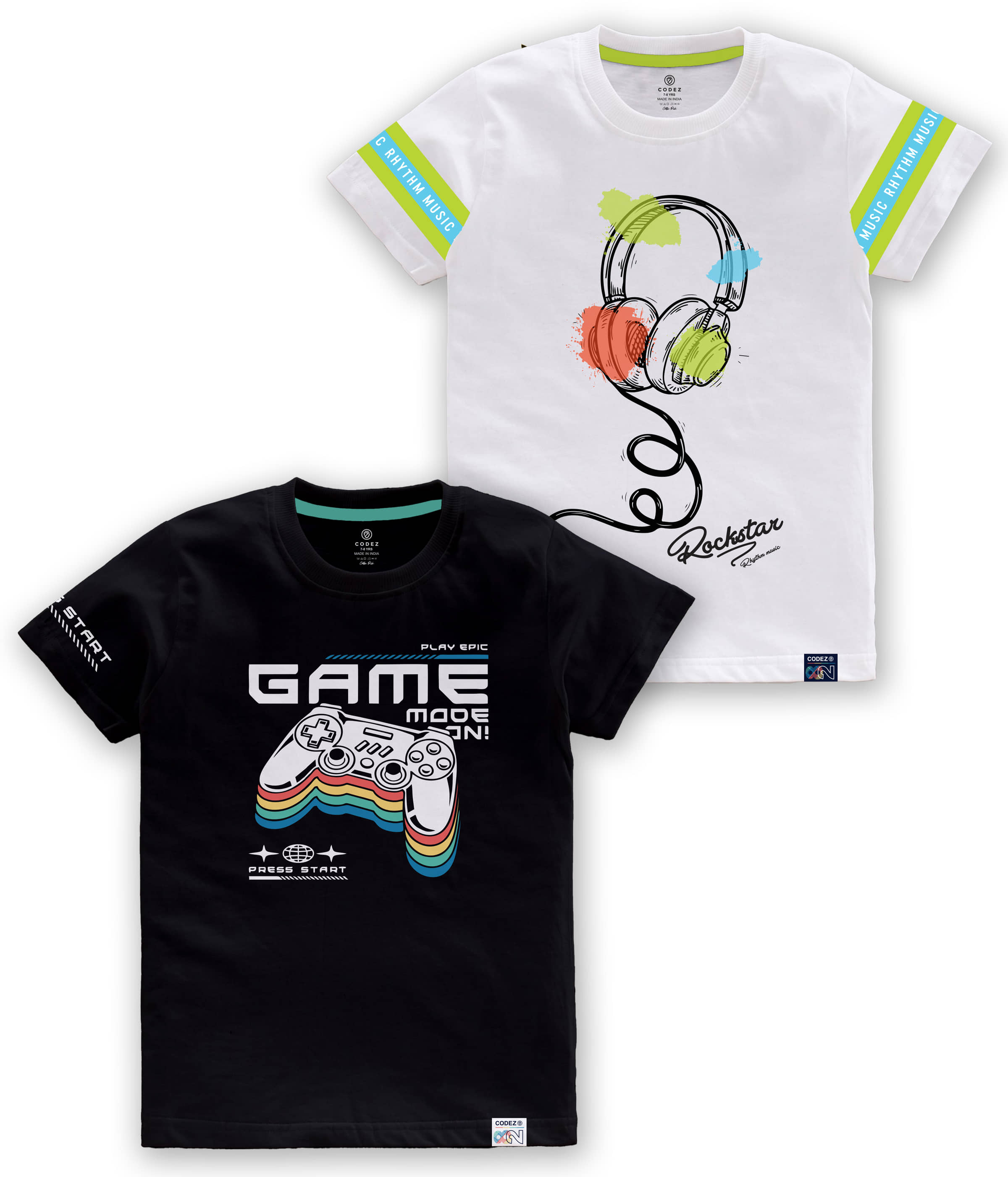 CODEZ Pack of 1 Boys Cotton Blend T-Shirt ( Multi Color )