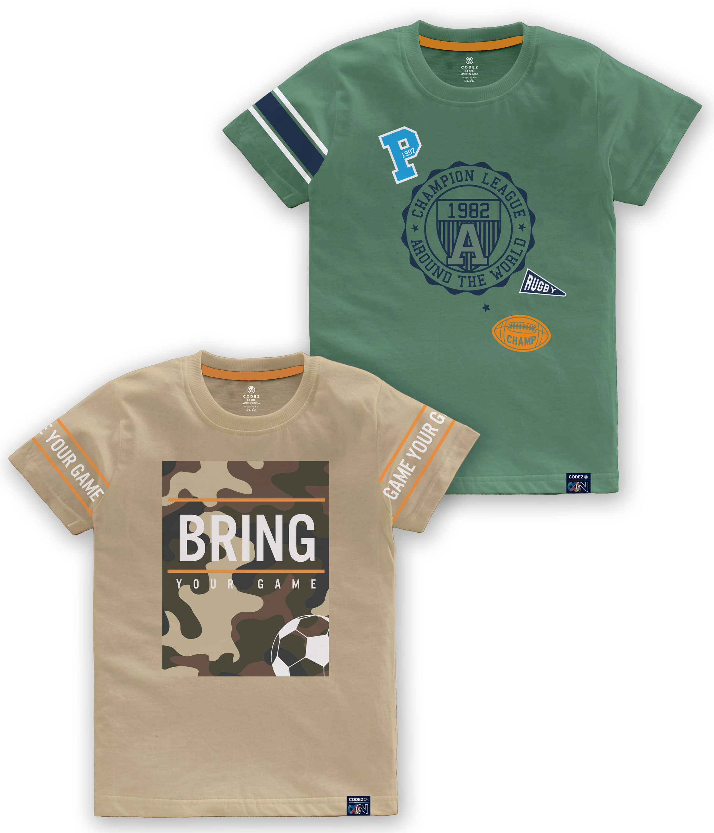 CODEZ Pack of 1 Boys Cotton Blend T-Shirt ( Multi Color )