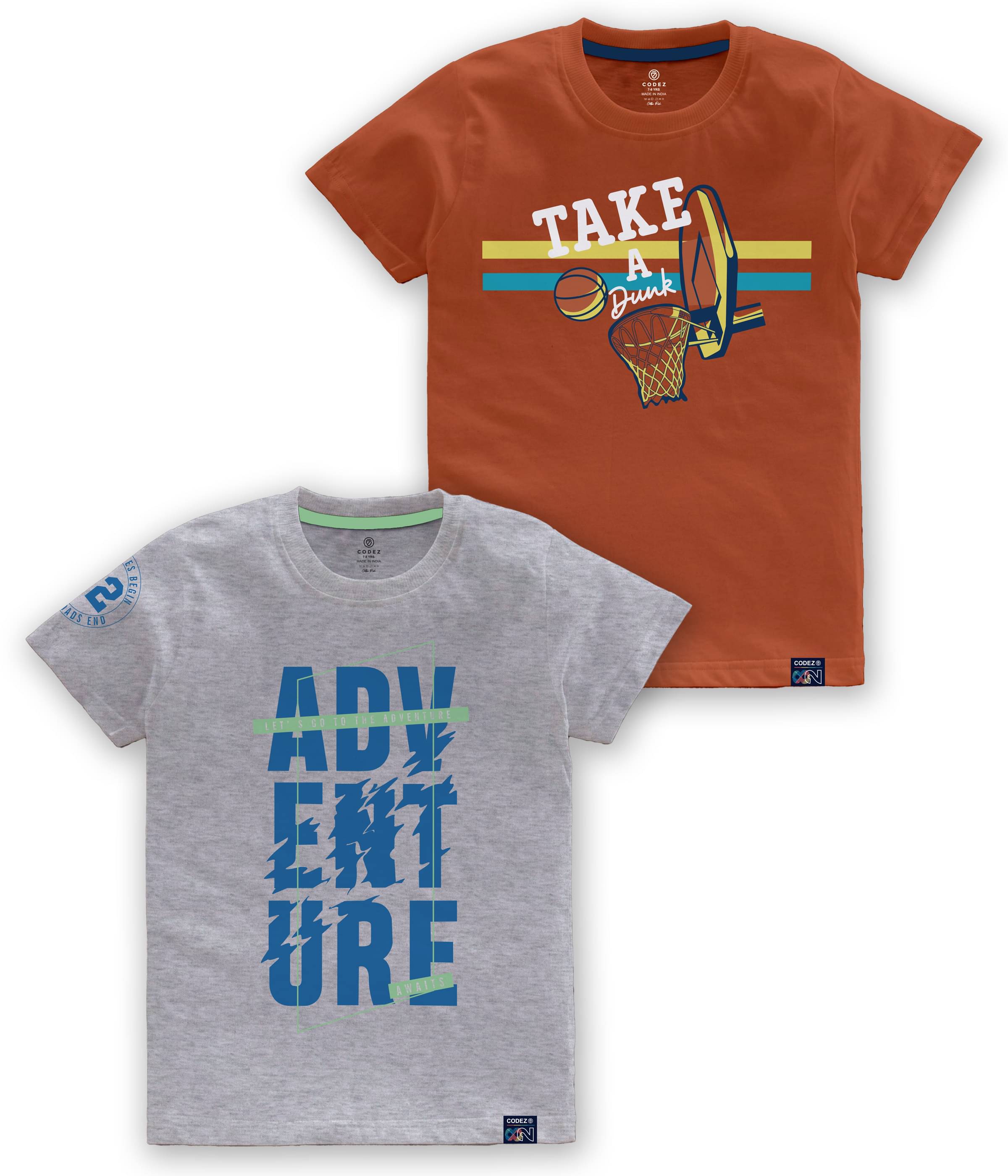     			CODEZ Pack of 2 Boys Cotton Blend T-Shirt ( Multi Color )