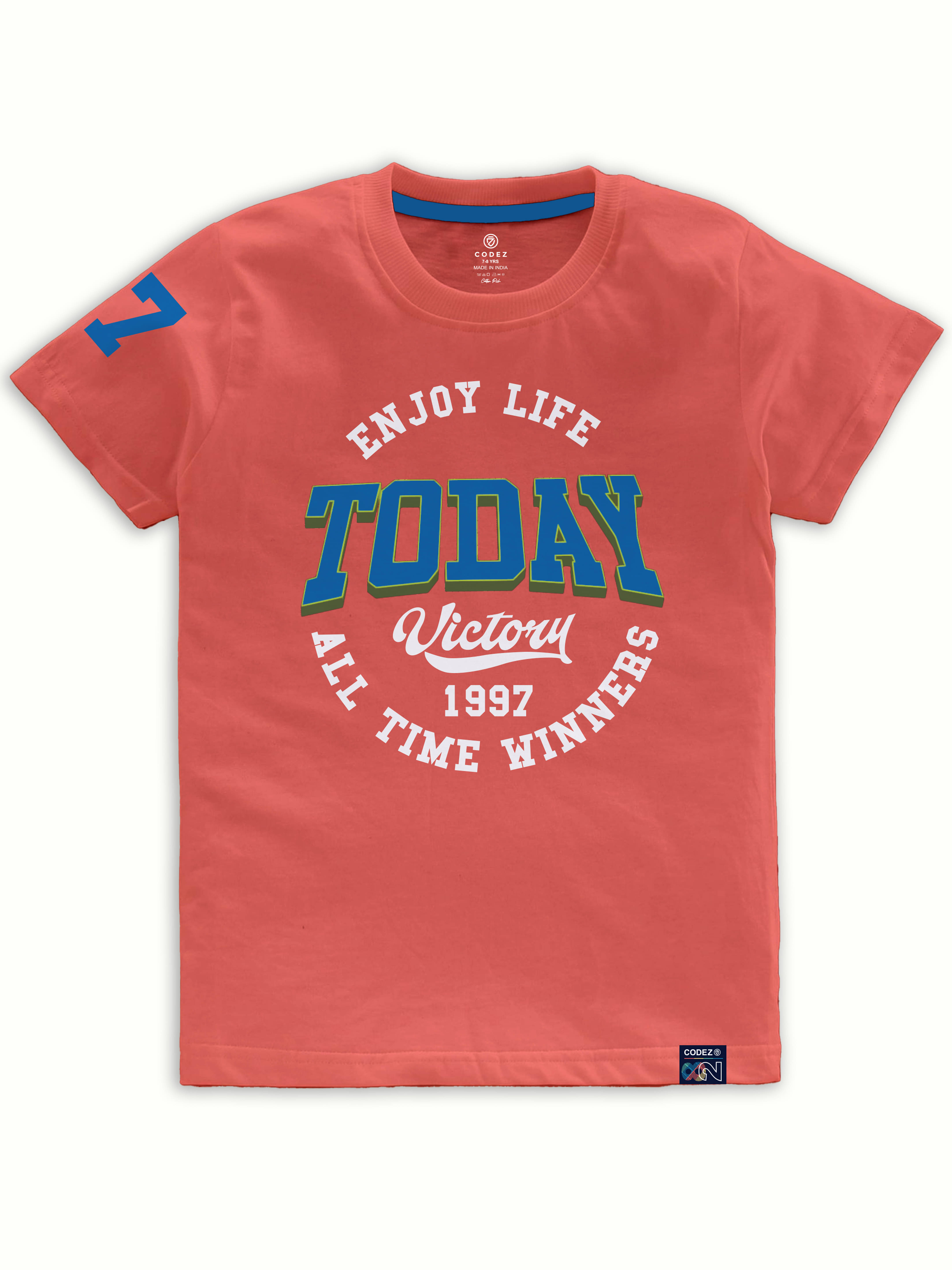     			CODEZ Pack of 1 Boys Cotton Blend T-Shirt ( Orange )
