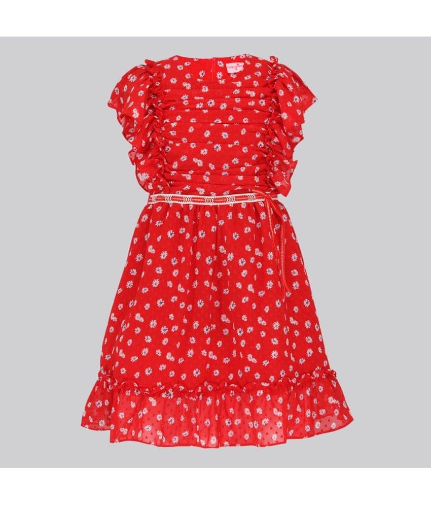 Cutecumber Georgette Fit And Flare Dress For Girls ( Pack of 1 , Red ) Cutecumber Georgette Fit And Flare Dress For Girls ( Pack of 1 , Red )