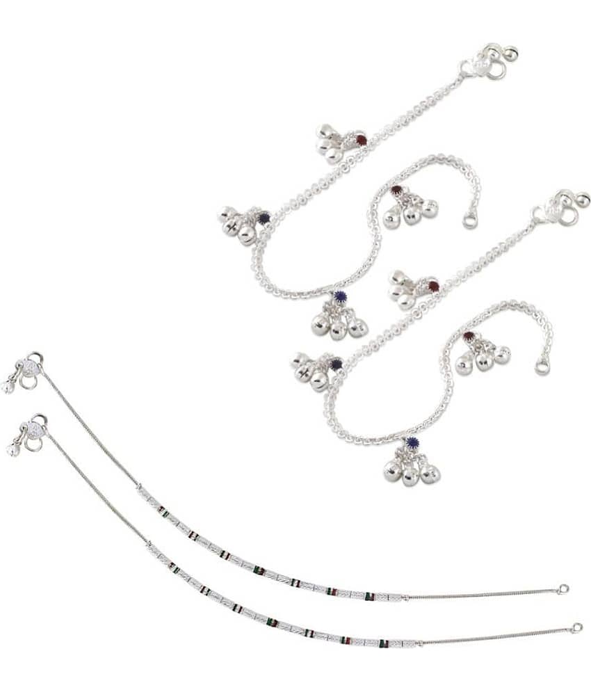 HEER COLLECTION - Silver Anklets ( Pack of 2 ) - Anklets | Buy online on ZillyBuy