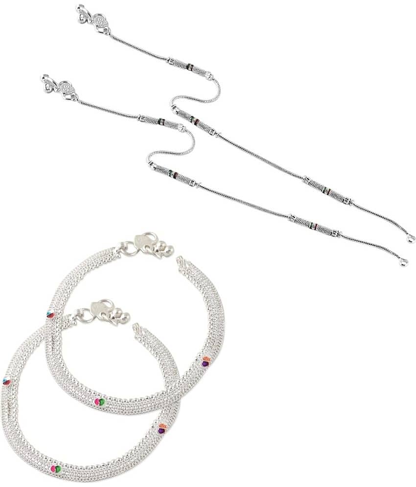 HEER COLLECTION - Silver Anklets ( Pack of 2 ) - Anklets | Buy online on ZillyBuy