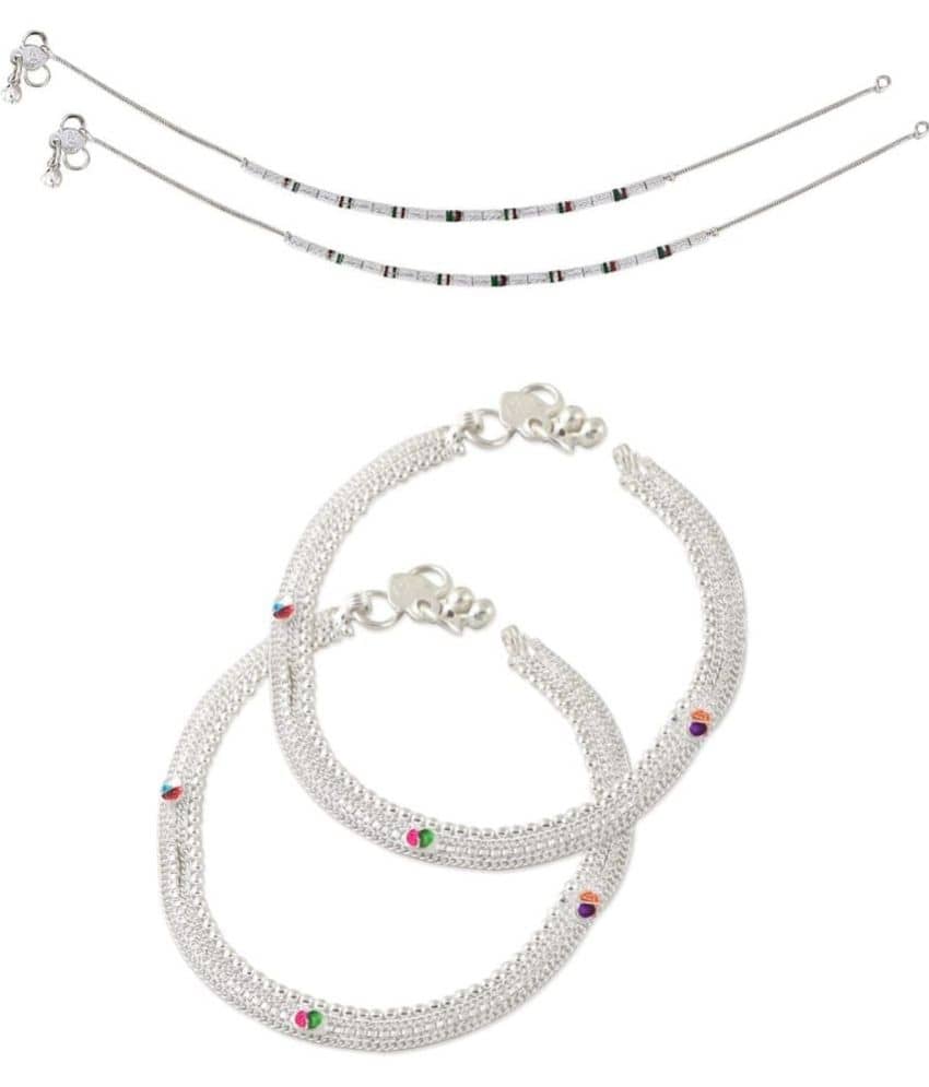 HEER COLLECTION - Silver Anklets ( Pack of 2 ) - Anklets | Buy online on ZillyBuy