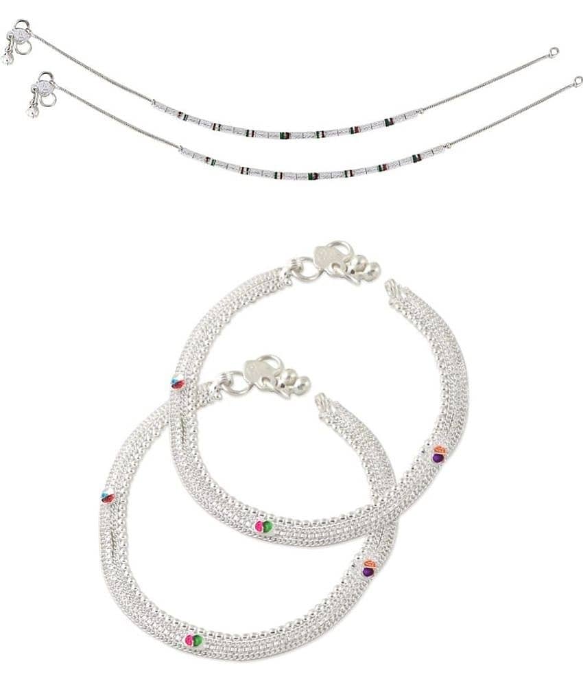 HEER COLLECTION - Silver Anklets ( Pack of 2 ) - Anklets | Buy online on ZillyBuy
