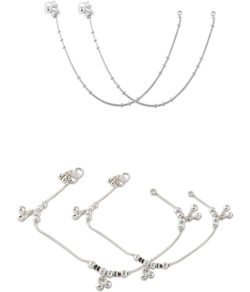 HEER COLLECTION - Silver Anklets ( Pack of 2 ) - Anklets | Buy online on ZillyBuy