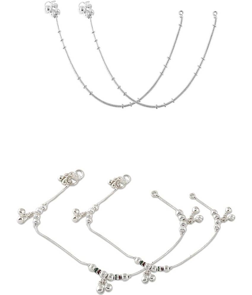 HEER COLLECTION - Silver Anklets ( Pack of 2 ) - Anklets | Buy online on ZillyBuy