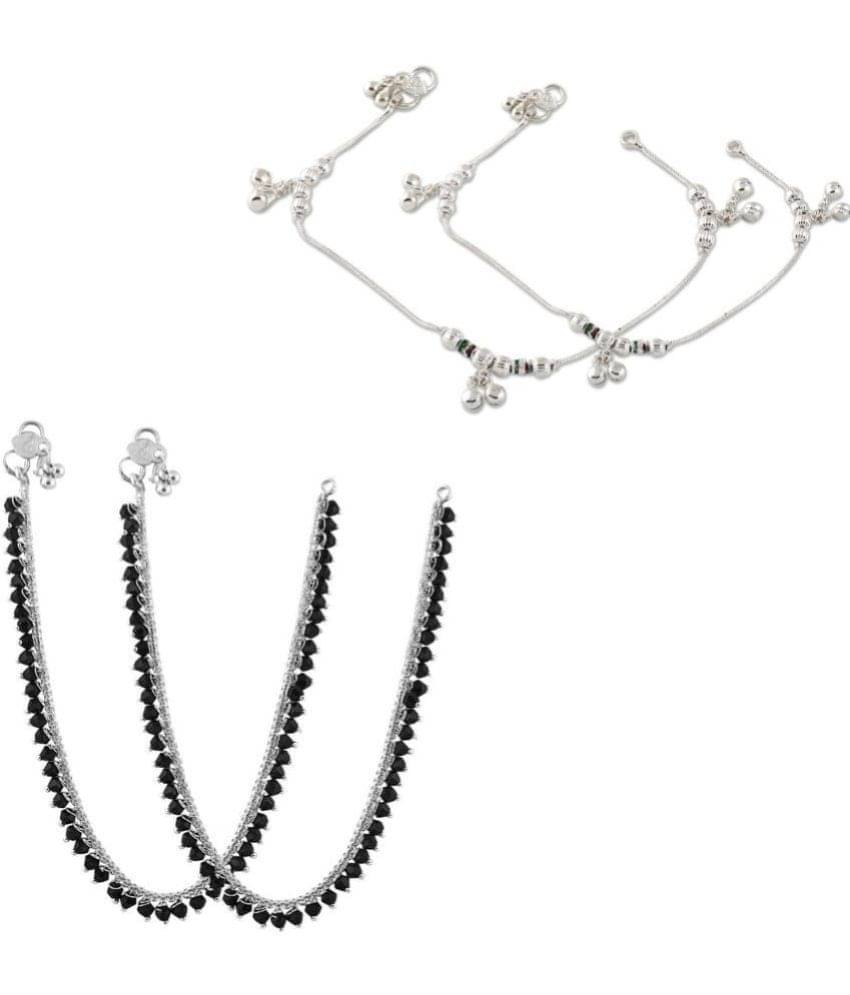 HEER COLLECTION - Silver Anklets ( Pack of 2 )     			HEER COLLECTION - Silver Anklets ( Pack of 2 )